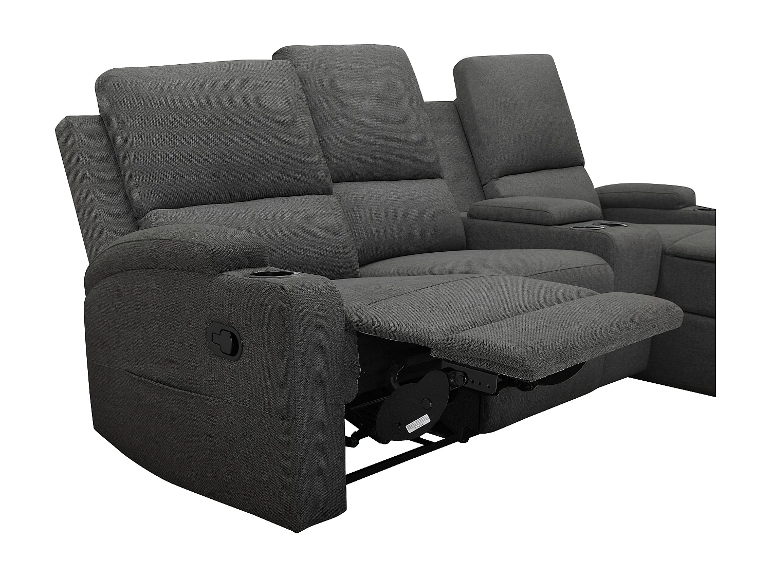 Canapé d'angle relax 3 places avec rangement en lin gris anthracite DALLAS