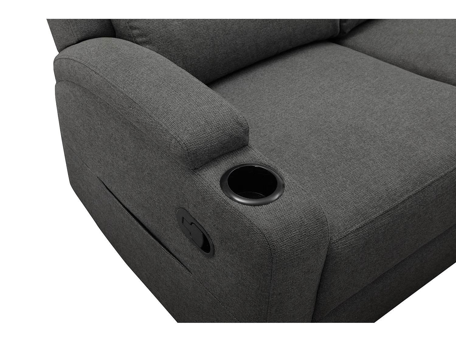 Canapé d'angle relax 3 places avec rangement en lin gris anthracite DALLAS