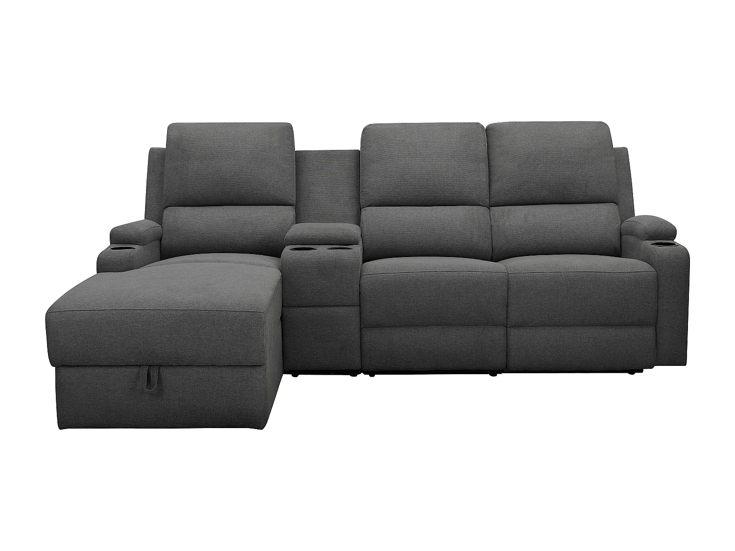 DALLAS | Canapé d’angle 3 places avec rangement en tissu anthracite