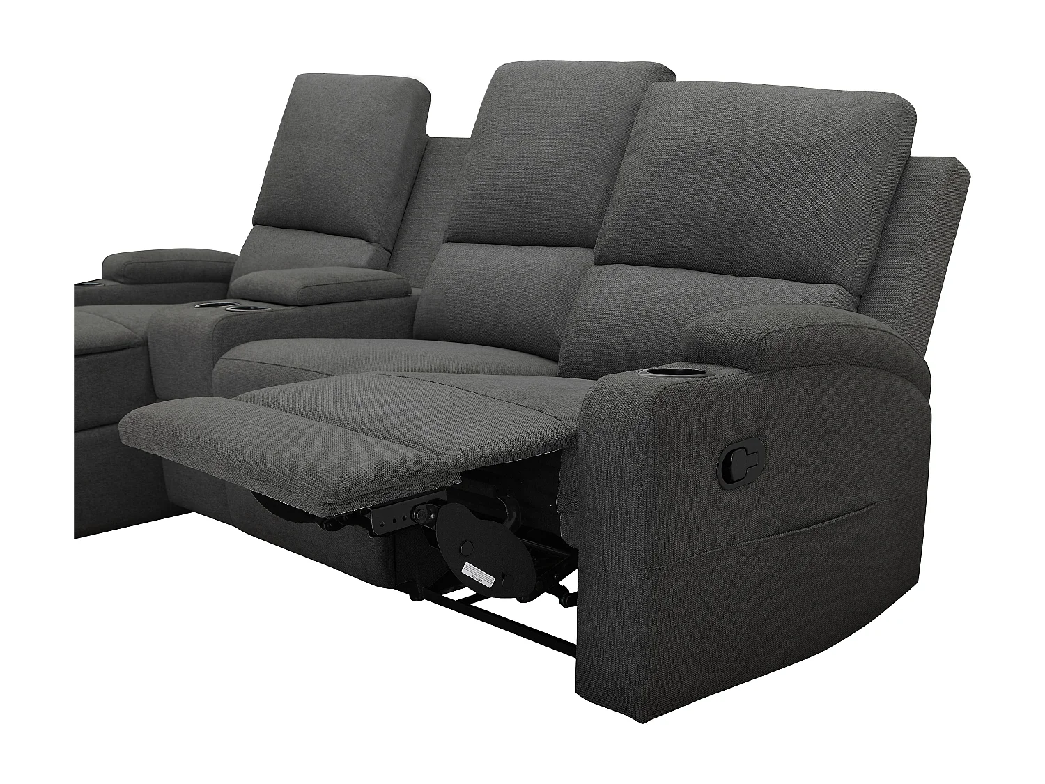 DALLAS | Canapé d’angle 3 places avec rangement en tissu anthracite