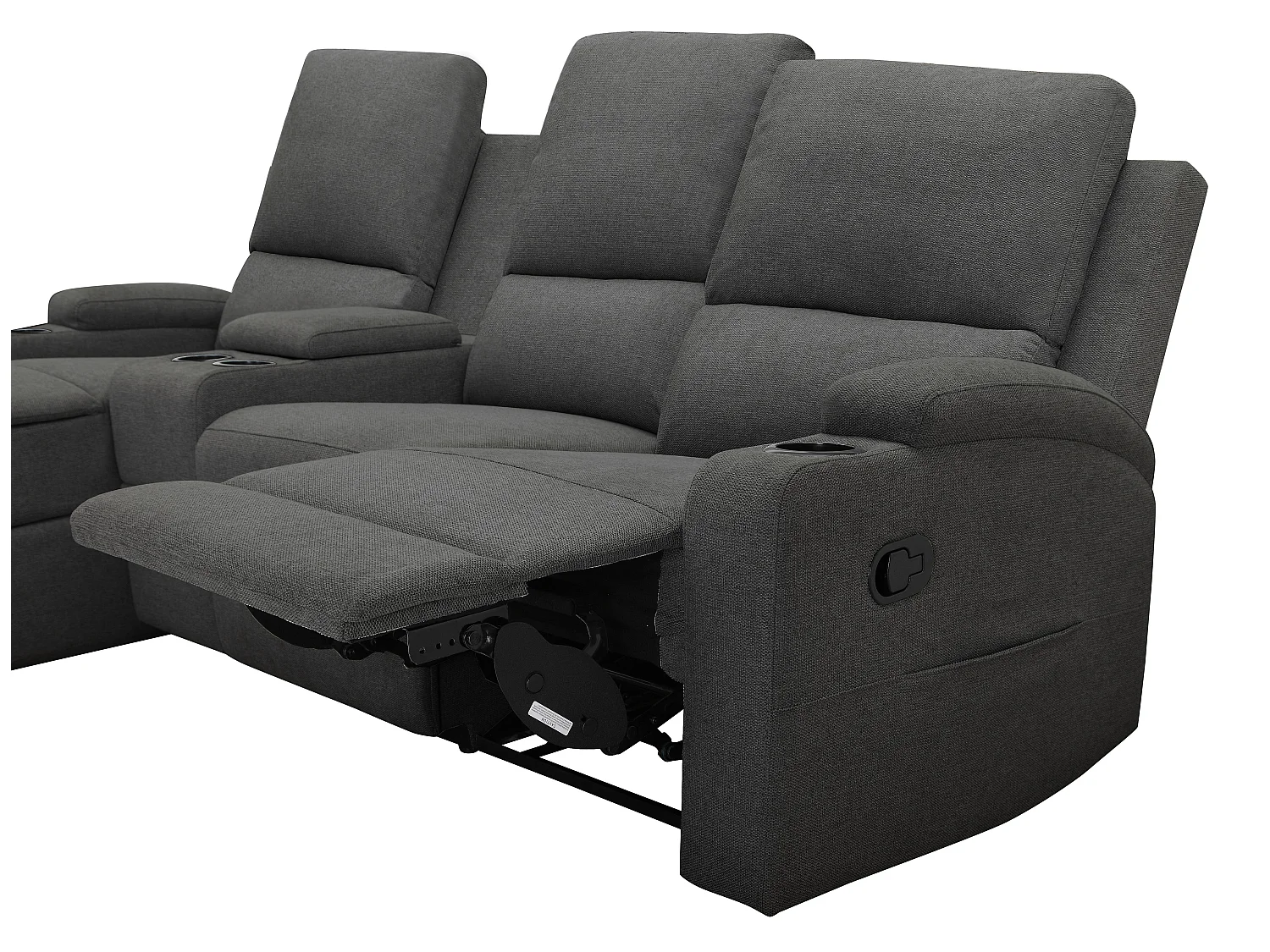 Canapé d'angle relax 3 places avec rangement en lin gris anthracite DALLAS