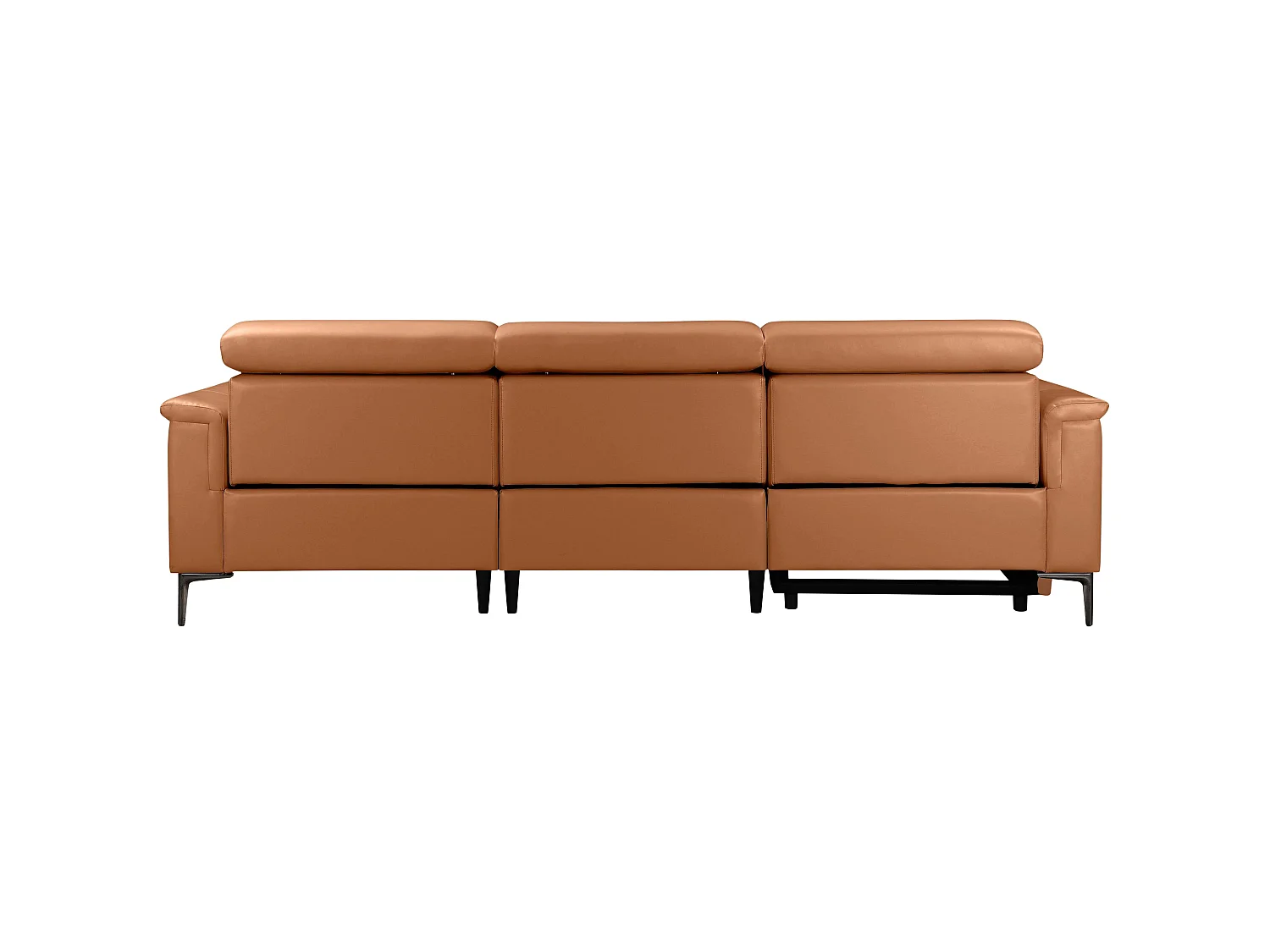 Canapé d'angle relax 3 places inclinable en cuir marron LUND