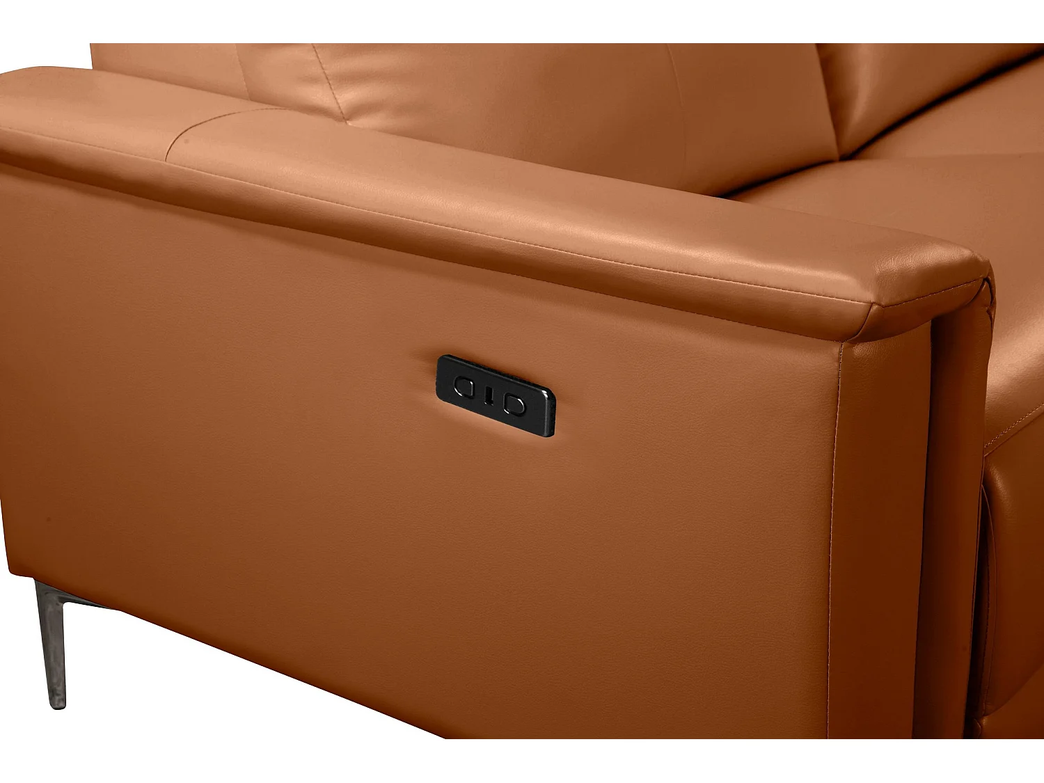 Canapé d'angle relax 3 places inclinable en cuir marron LUND