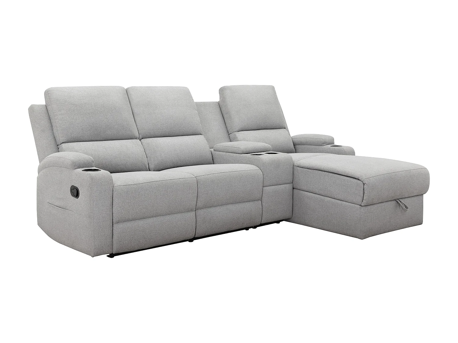 DALLAS | Canapé d’angle à 3 places avec rangement en tissu gris clair