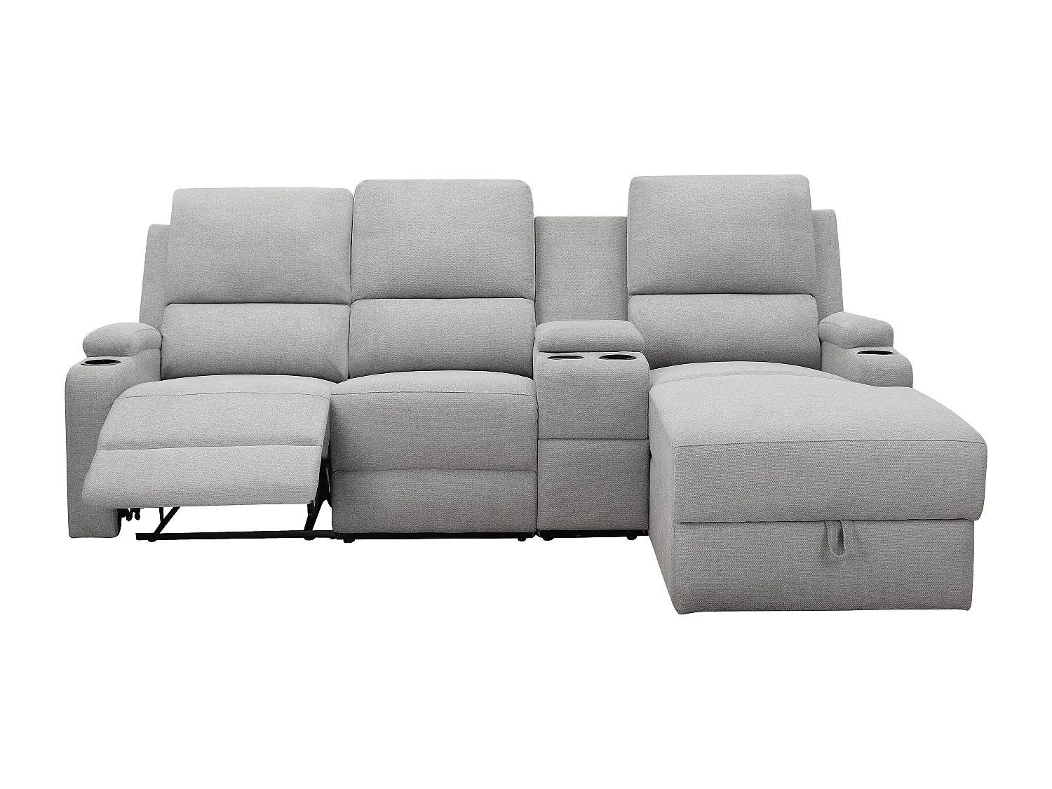 DALLAS | Canapé d’angle à 3 places avec rangement en tissu gris clair