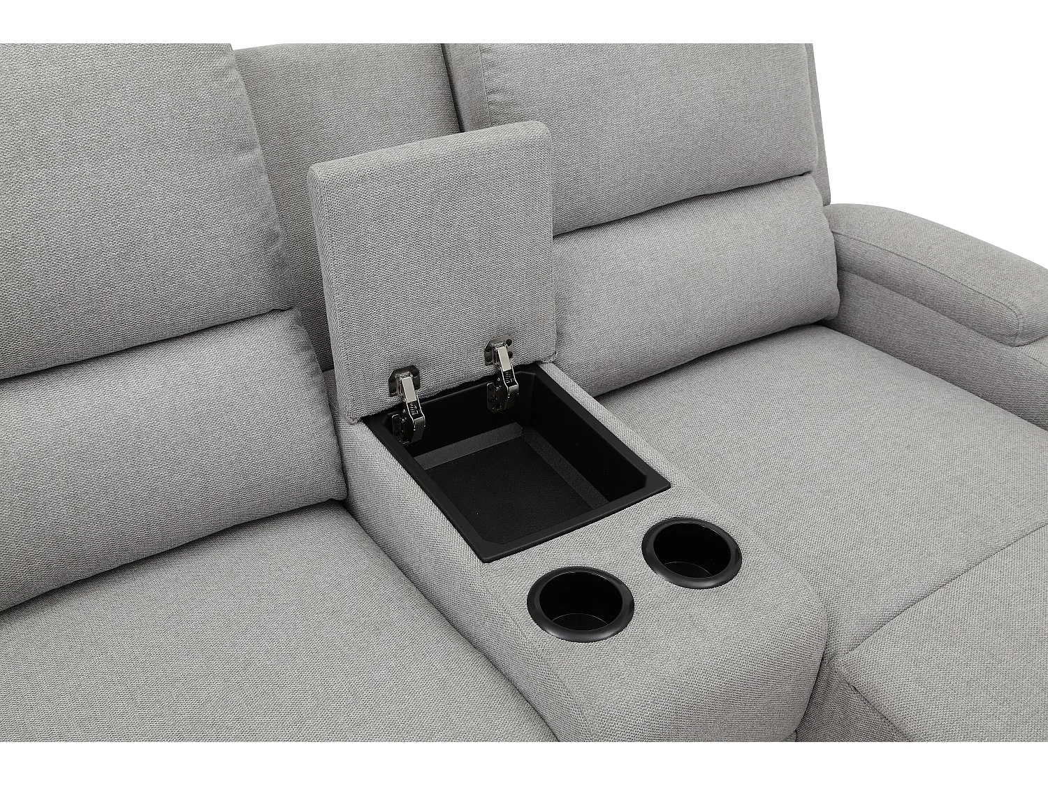 DALLAS | Canapé d’angle à 3 places avec rangement en tissu gris clair