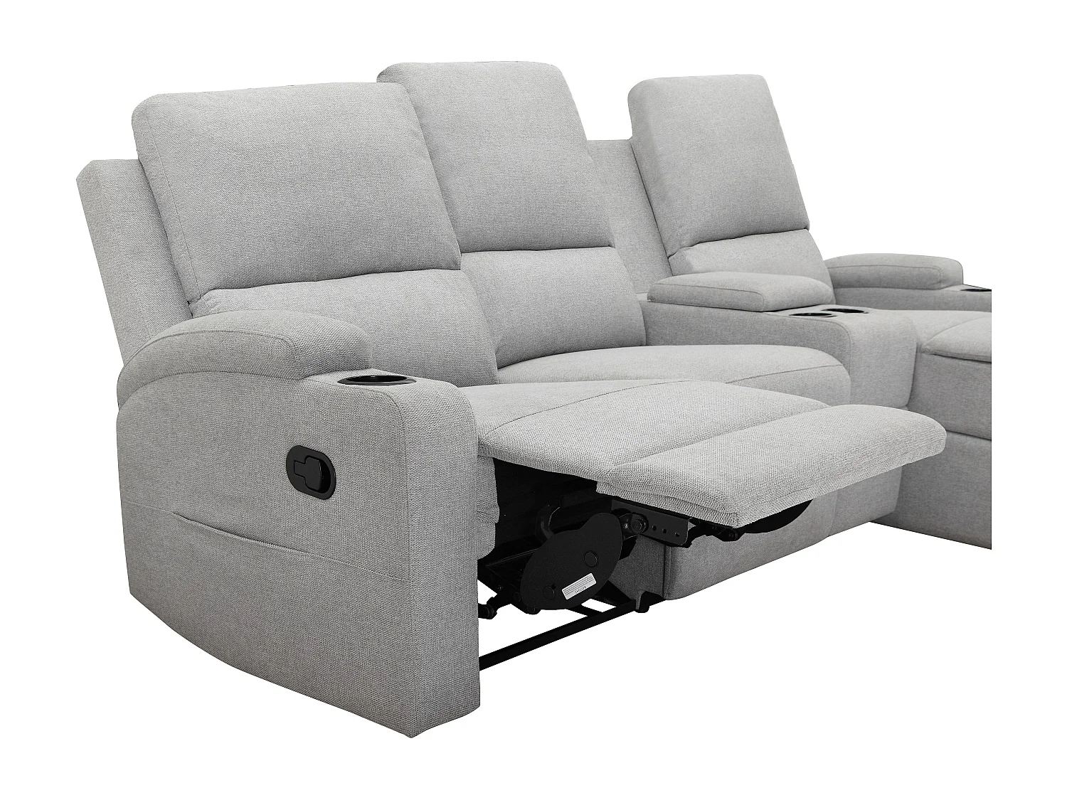 DALLAS | Canapé d’angle à 3 places avec rangement en tissu gris clair