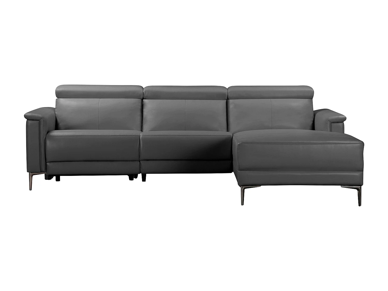 Lund | Canapé chaise lounge avec un fauteuil inclinable manuelleuel en cuir artificiel gris