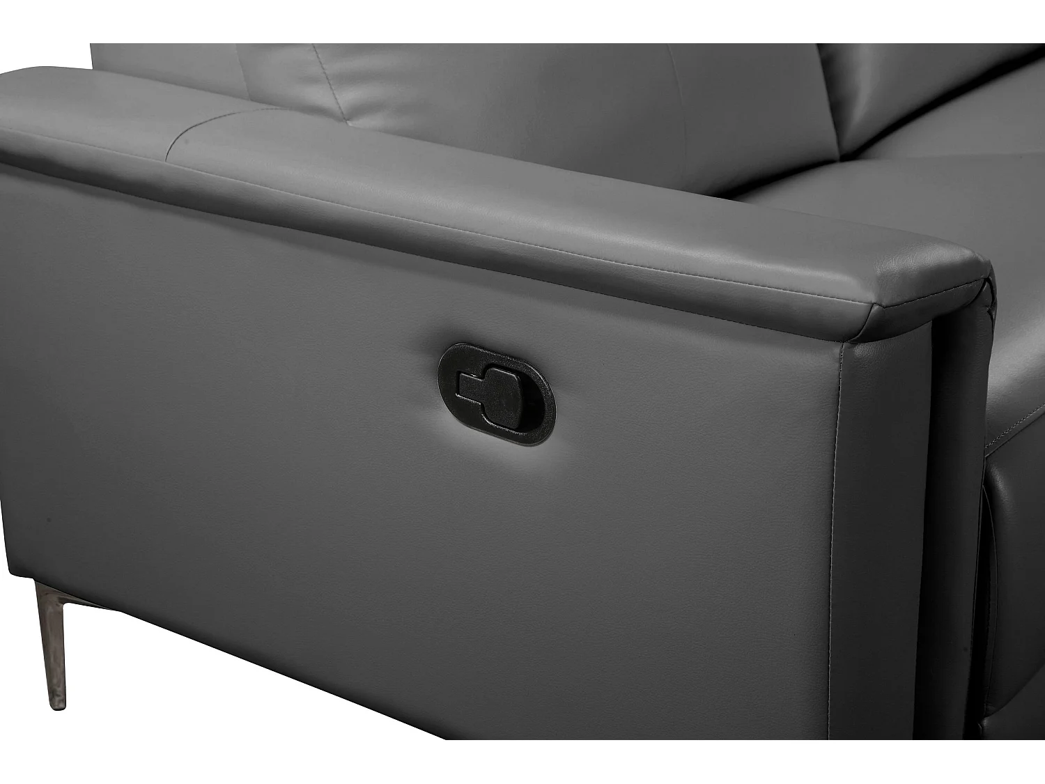 Lund | Canapé chaise lounge avec un fauteuil inclinable manuelleuel en cuir artificiel gris