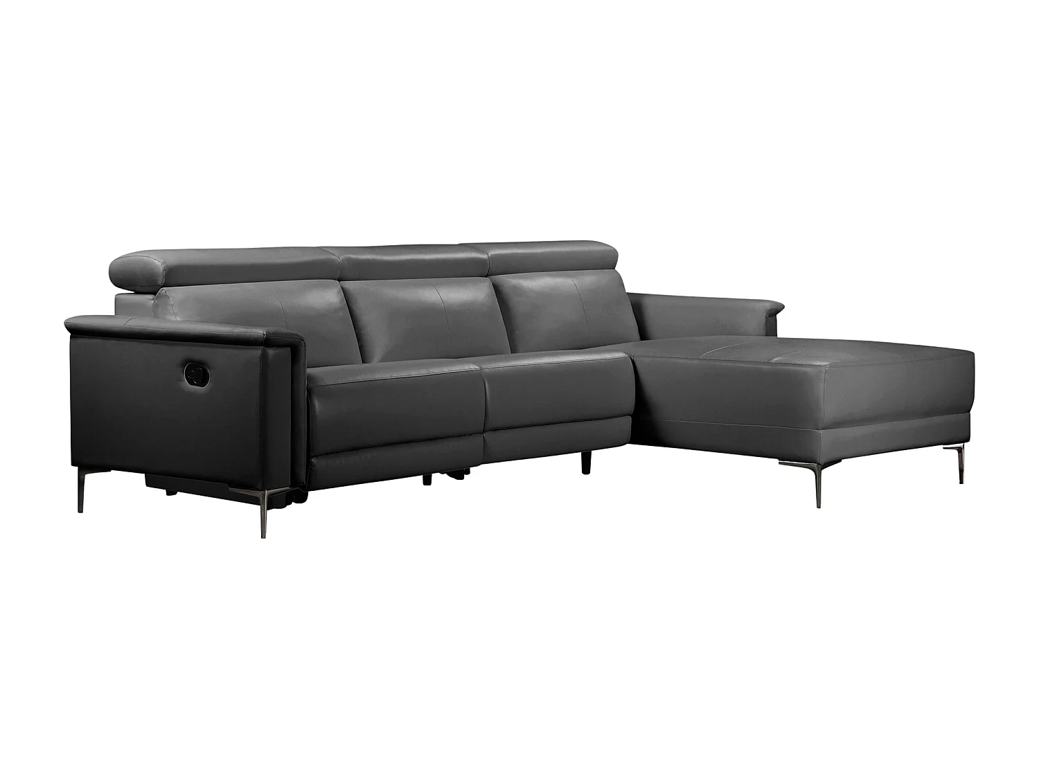 Canapé relax 3 places inclinable en cuir gris LUND