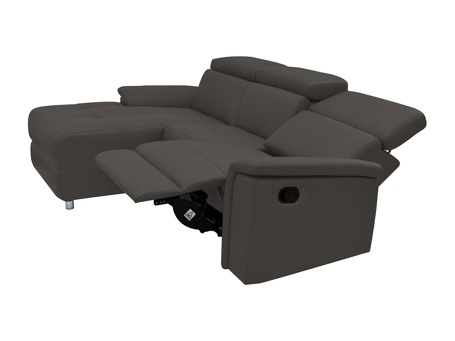 Pareli | Canapé d’angle 3 places avec fonction manuelleuelle en marron cuir artificiel