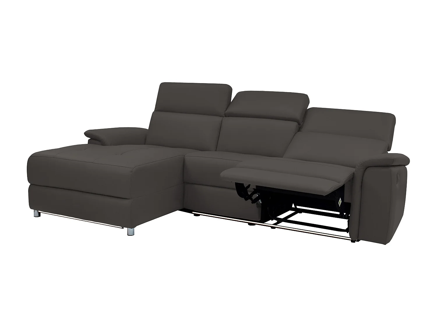 Pareli | Canapé d’angle 3 places avec fonction manuelleuelle en marron cuir artificiel