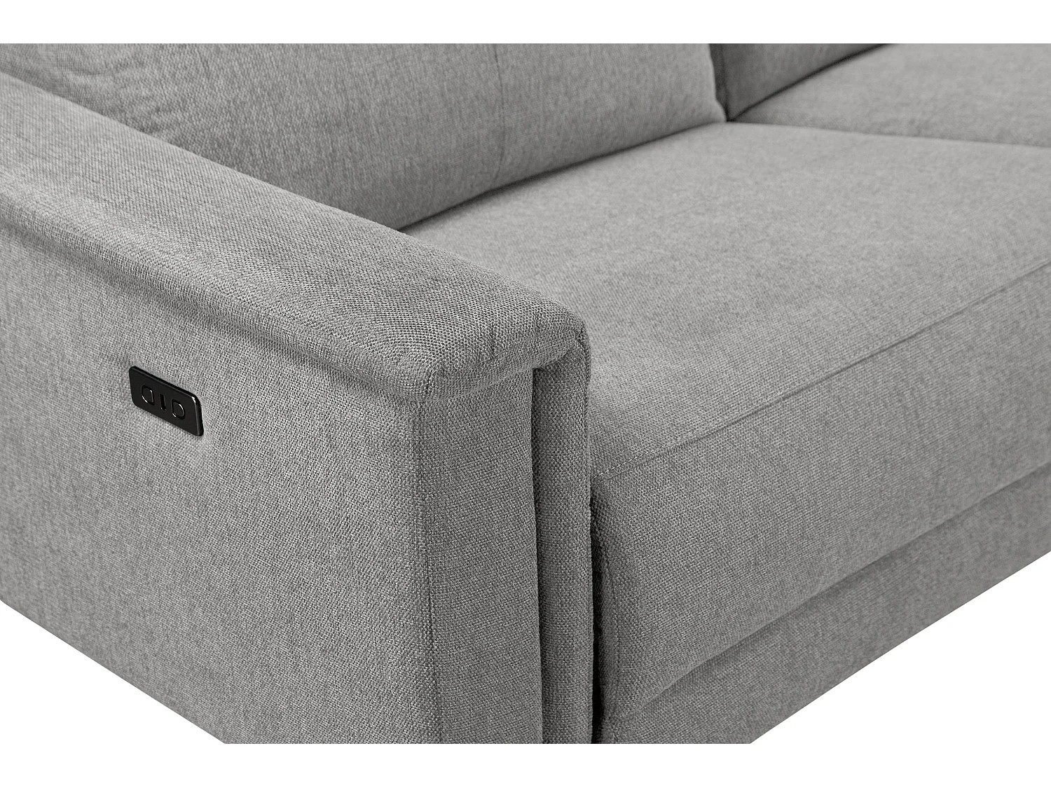 Lund | Canapé chaise lounge avec 1 fauteuil inclinable électrique en tissu gris clair