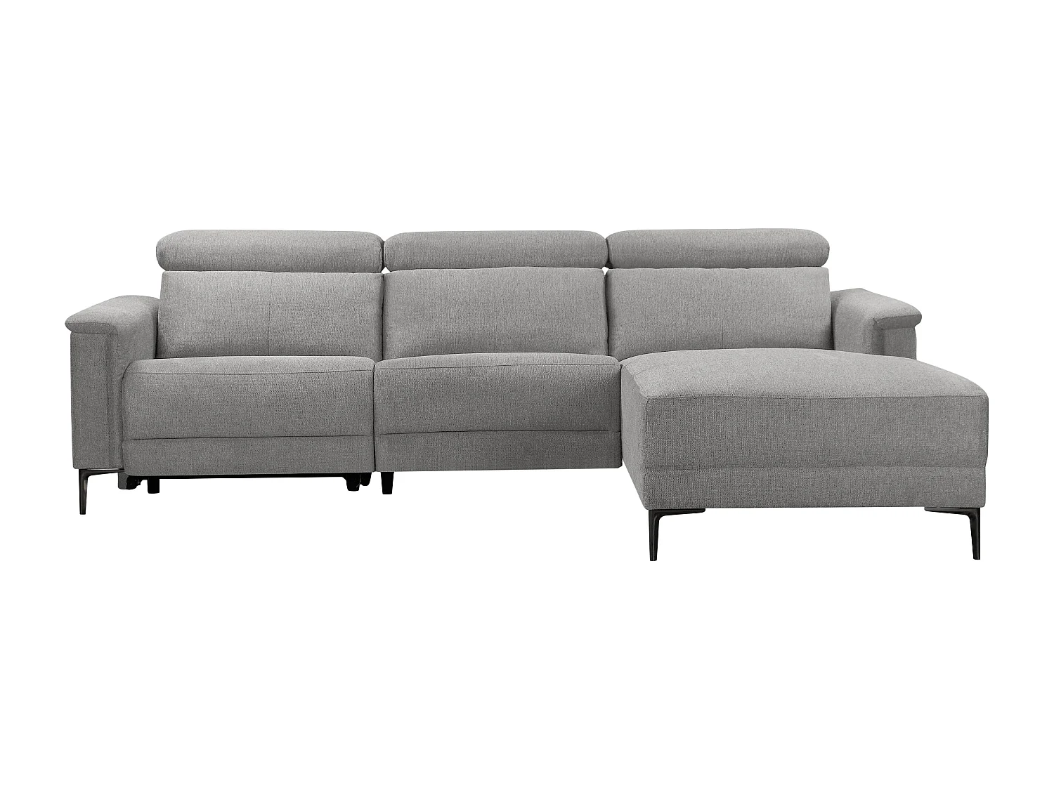 Lund | Canapé chaise lounge avec 1 fauteuil inclinable électrique en tissu gris clair