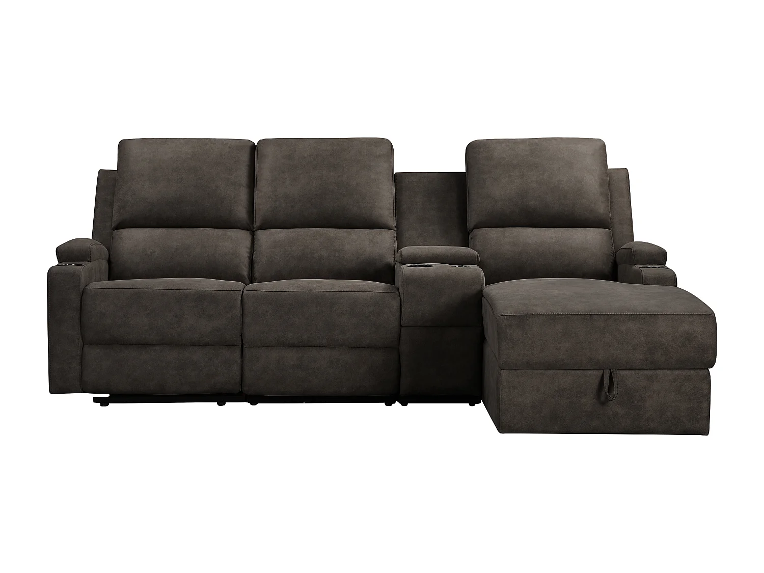 DALLAS | Canapé d’angle 3 places avec rangement en microfibre anthracite