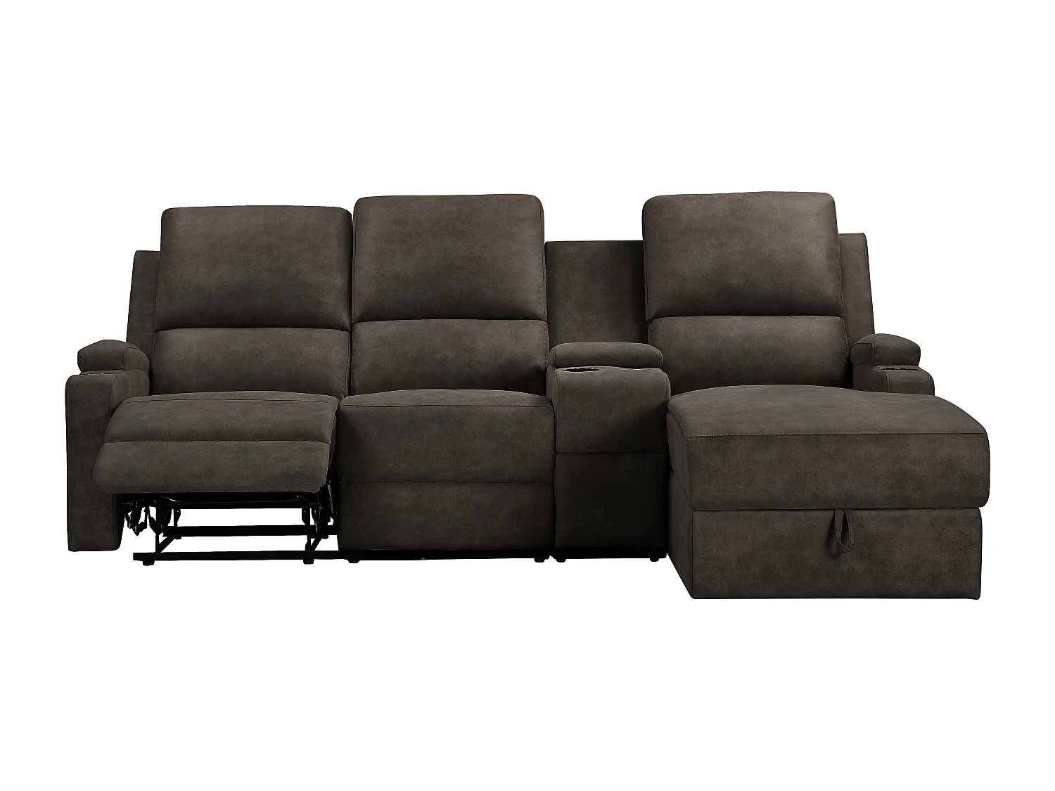 DALLAS | Canapé d’angle 3 places avec rangement en microfibre anthracite