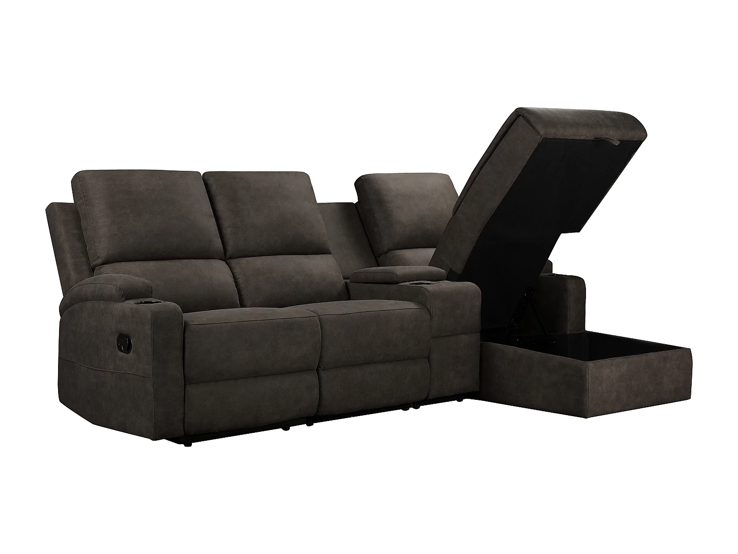 DALLAS | Canapé d’angle 3 places avec rangement en microfibre anthracite