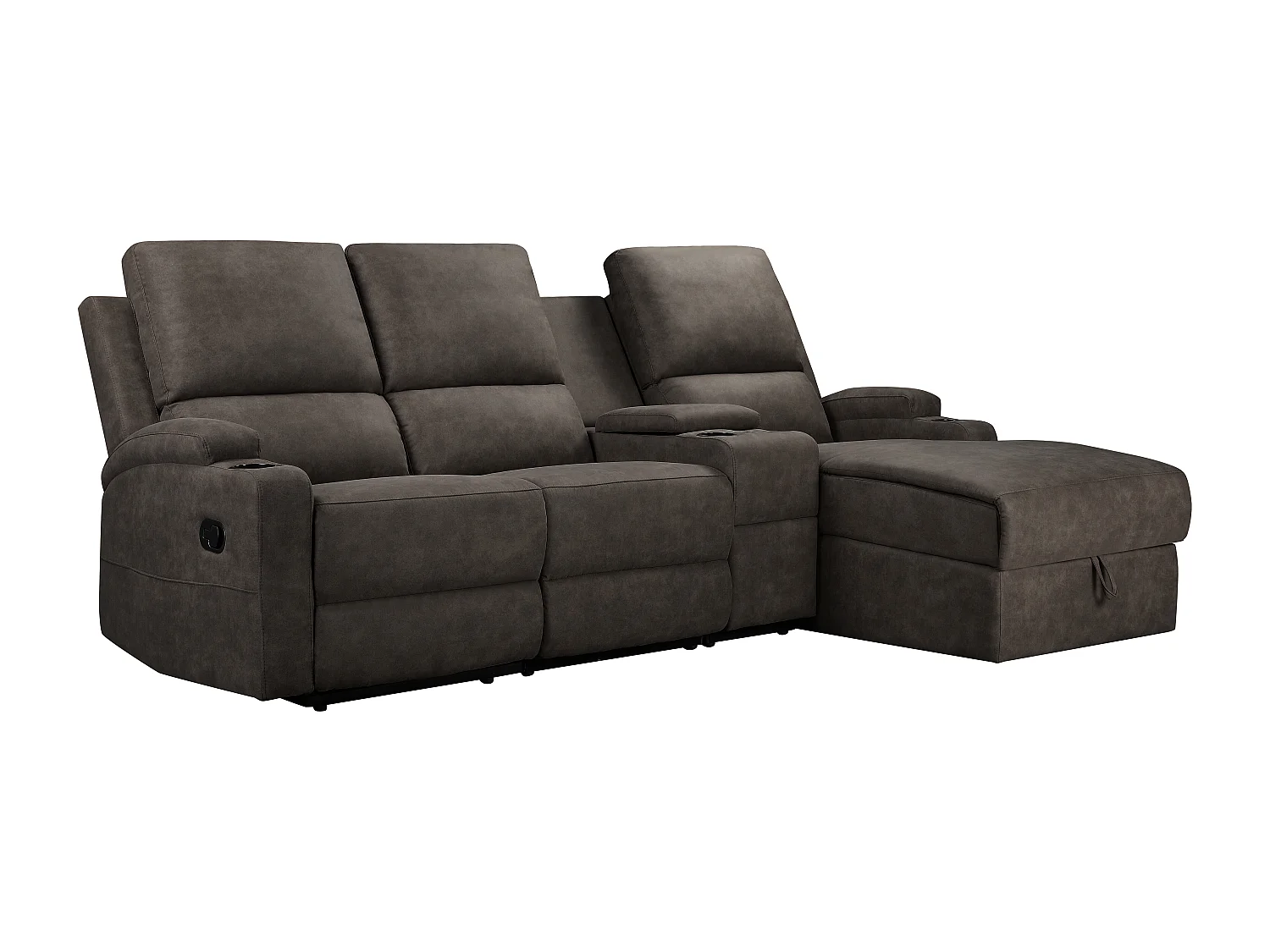 DALLAS | Canapé d’angle 3 places avec rangement en microfibre anthracite
