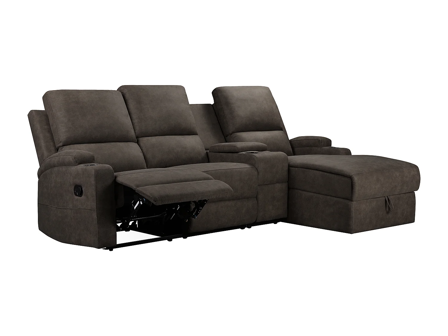 DALLAS | Canapé d’angle 3 places avec rangement en microfibre anthracite