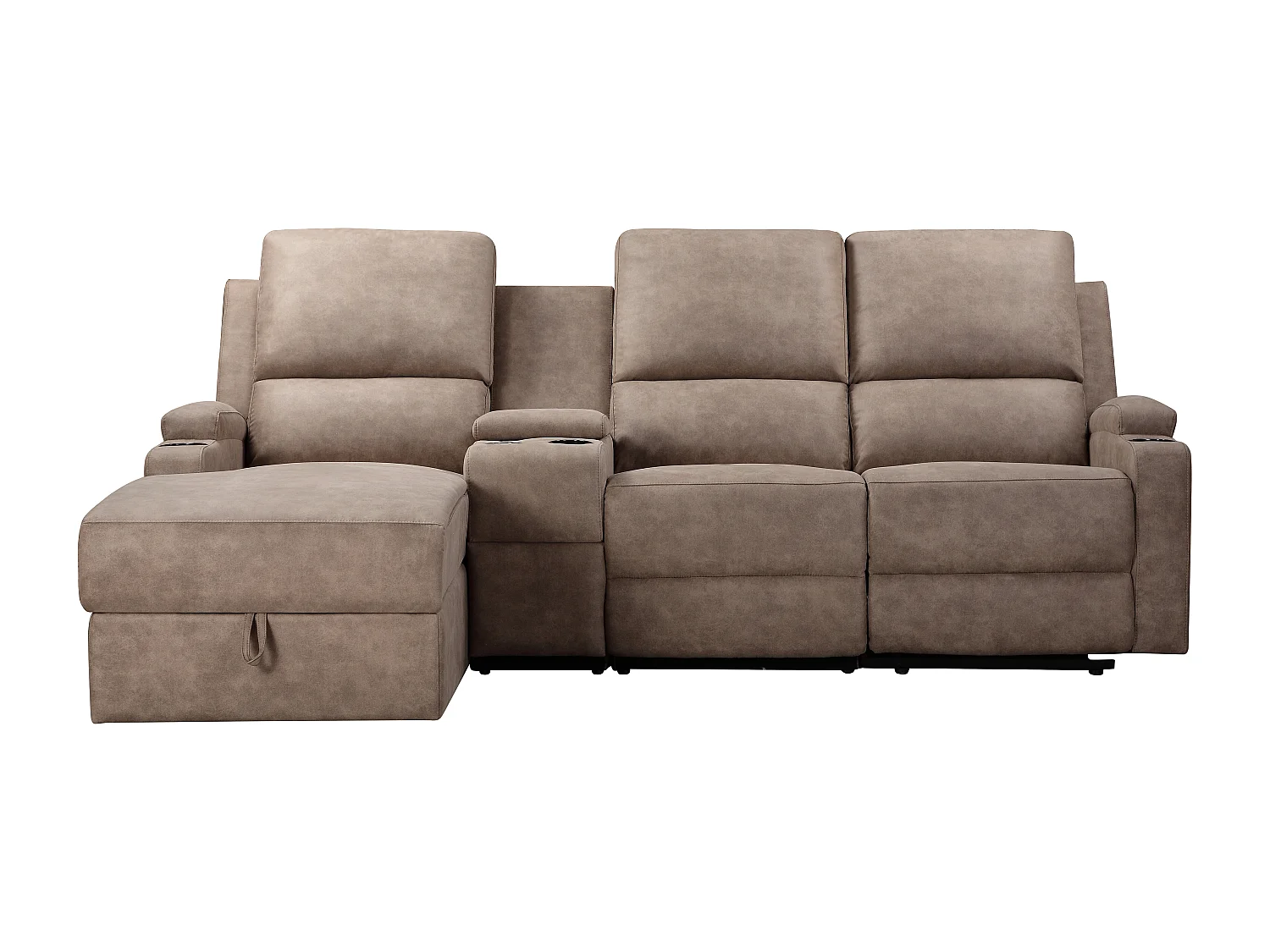 DALLAS | Canapé d’angle 3 places avec rangement en microfibre taupe