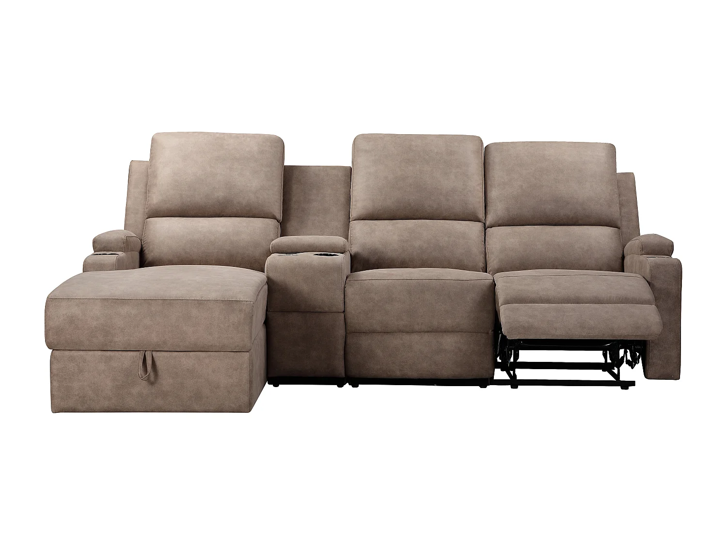 DALLAS | Canapé d’angle 3 places avec rangement en microfibre taupe