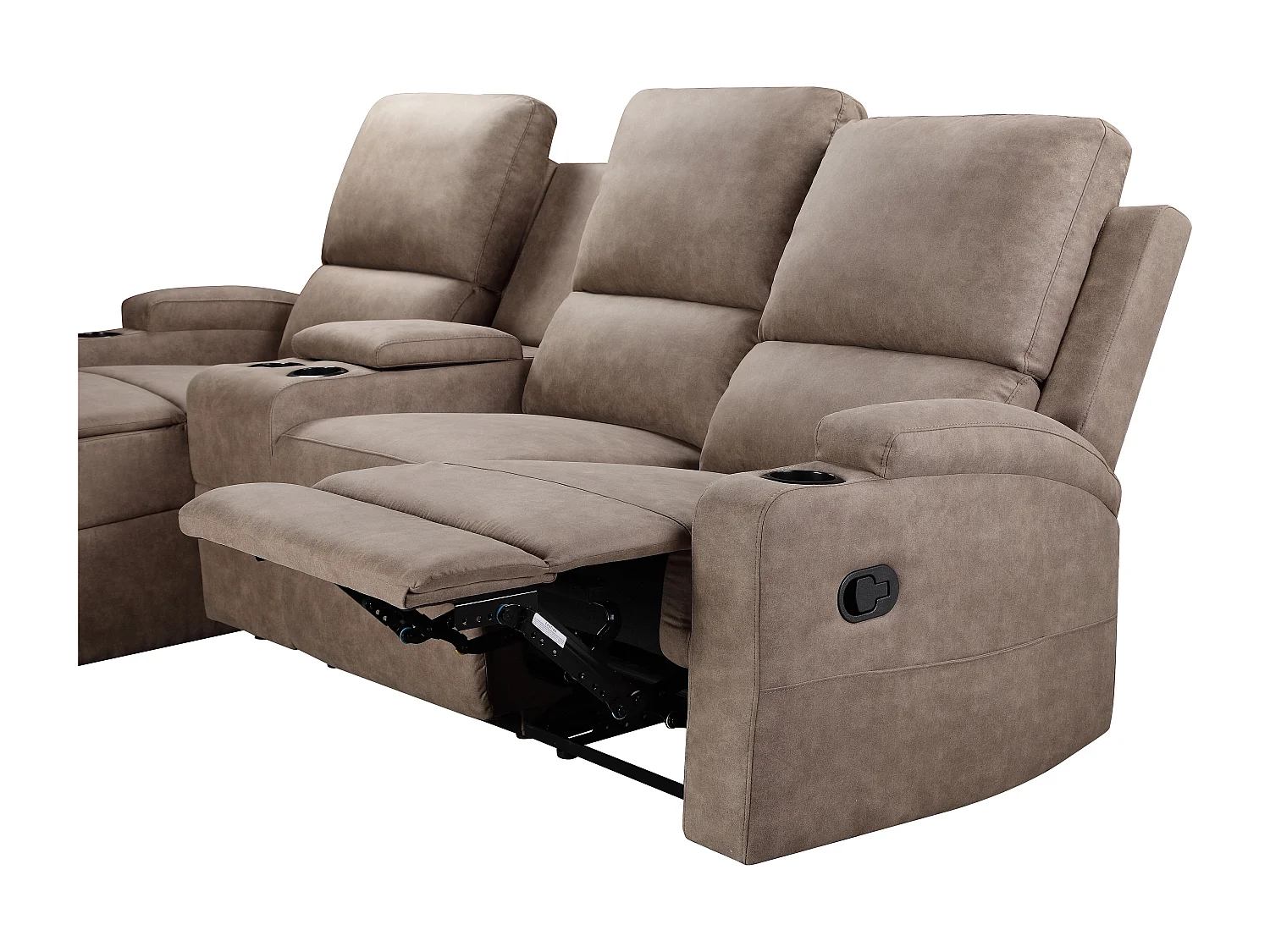 DALLAS | Canapé d’angle 3 places avec rangement en microfibre taupe