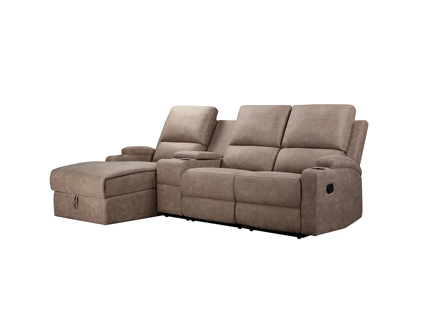 DALLAS | Canapé d’angle 3 places avec rangement en microfibre taupe