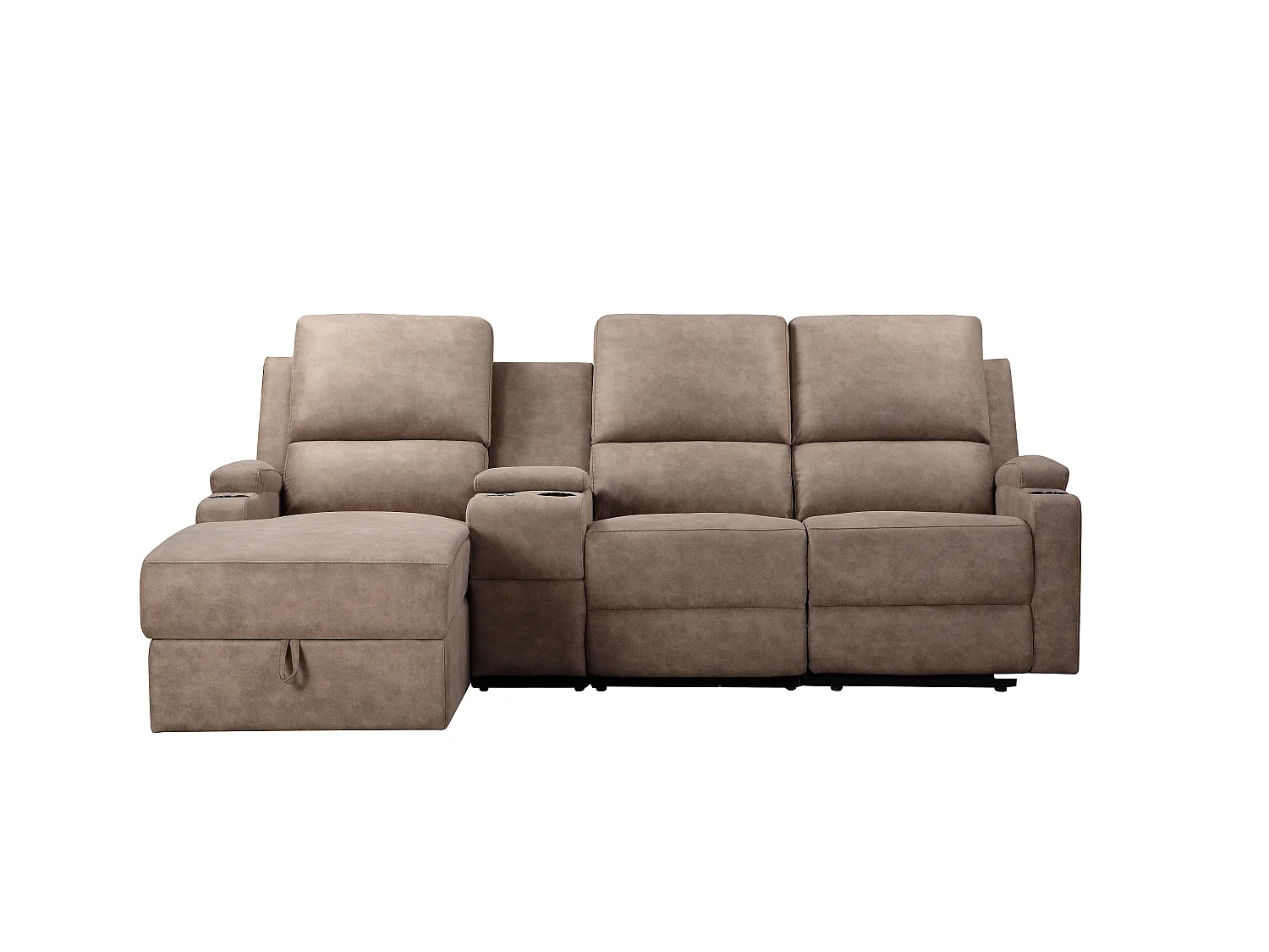 DALLAS | Canapé d’angle 3 places avec rangement en microfibre taupe