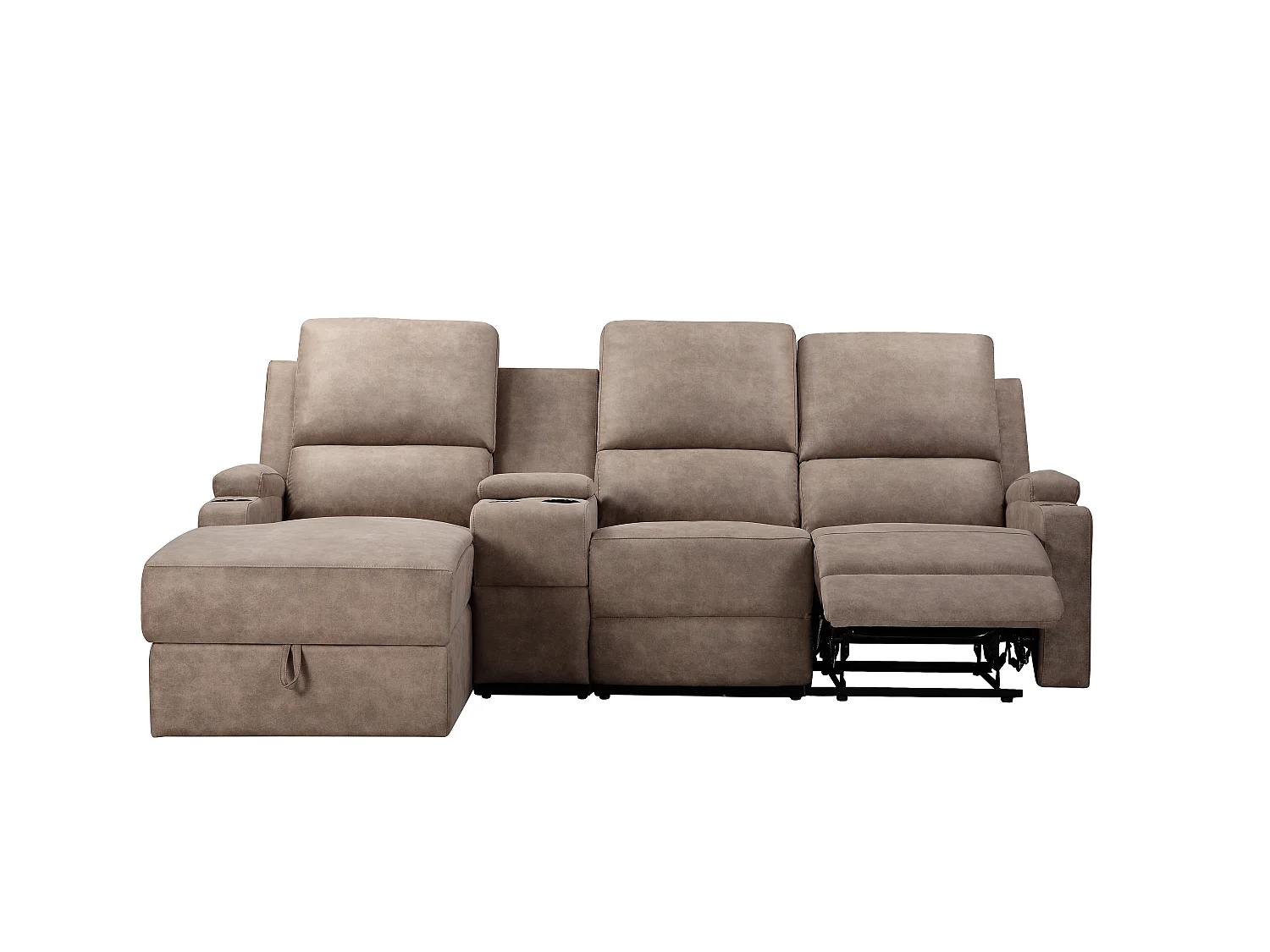 DALLAS | Canapé d’angle 3 places avec rangement en microfibre taupe