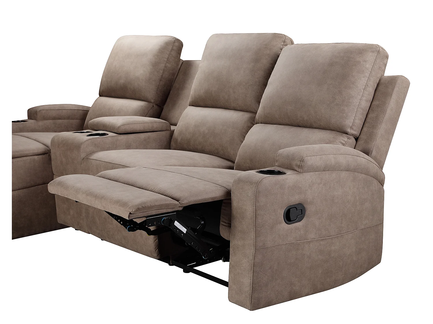 DALLAS | Canapé d’angle 3 places avec rangement en microfibre taupe