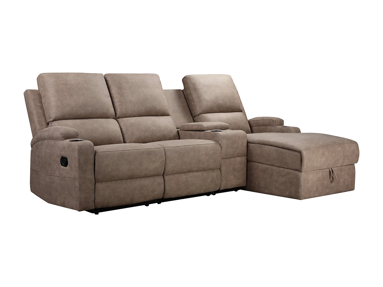 DALLAS | Canapé d’angle 3 places avec rangement en microfibre taupe