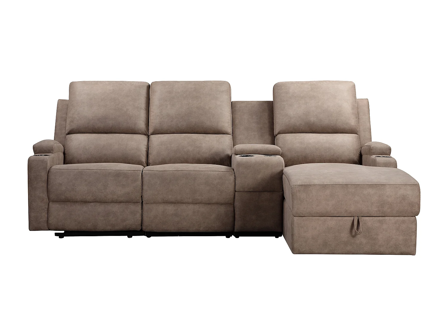 DALLAS | Canapé d’angle 3 places avec rangement en microfibre taupe
