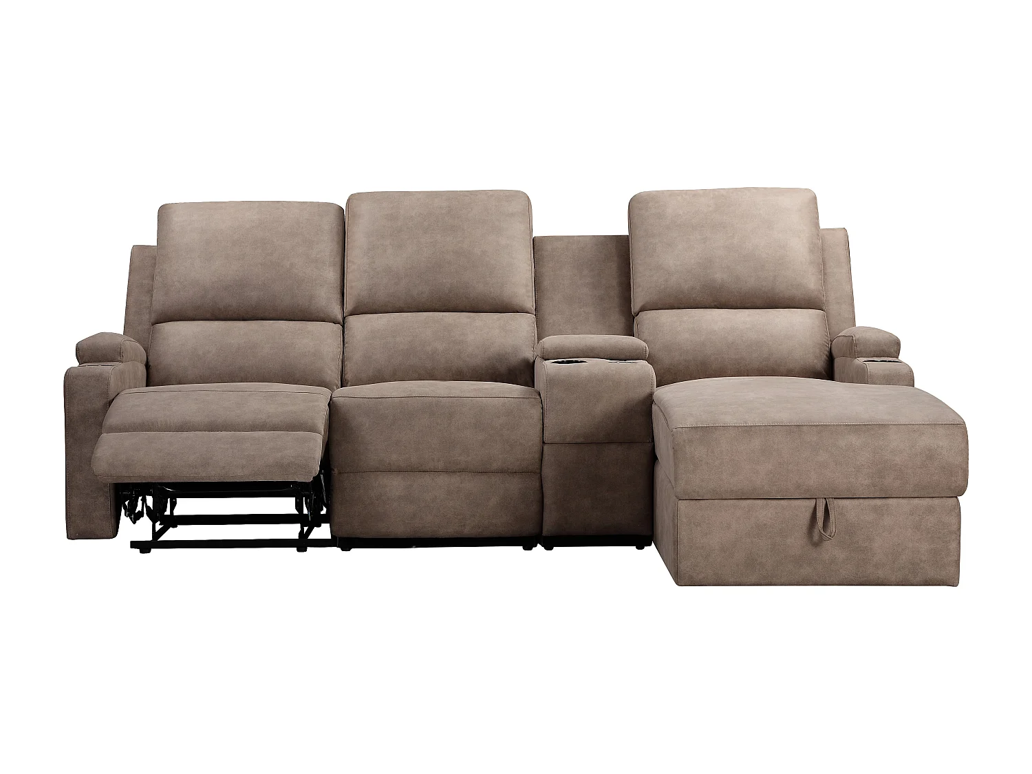 DALLAS | Canapé d’angle 3 places avec rangement en microfibre taupe