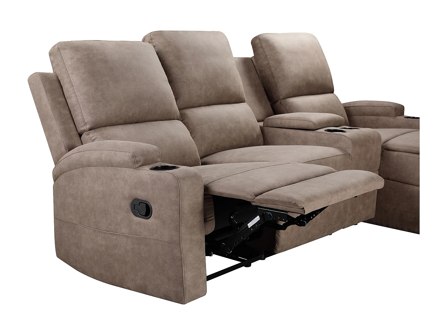 DALLAS | Canapé d’angle 3 places avec rangement en microfibre taupe