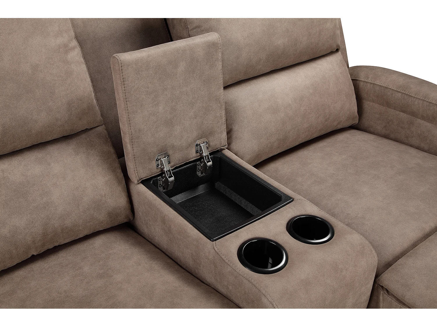 DALLAS | Canapé d’angle 3 places avec rangement en microfibre taupe
