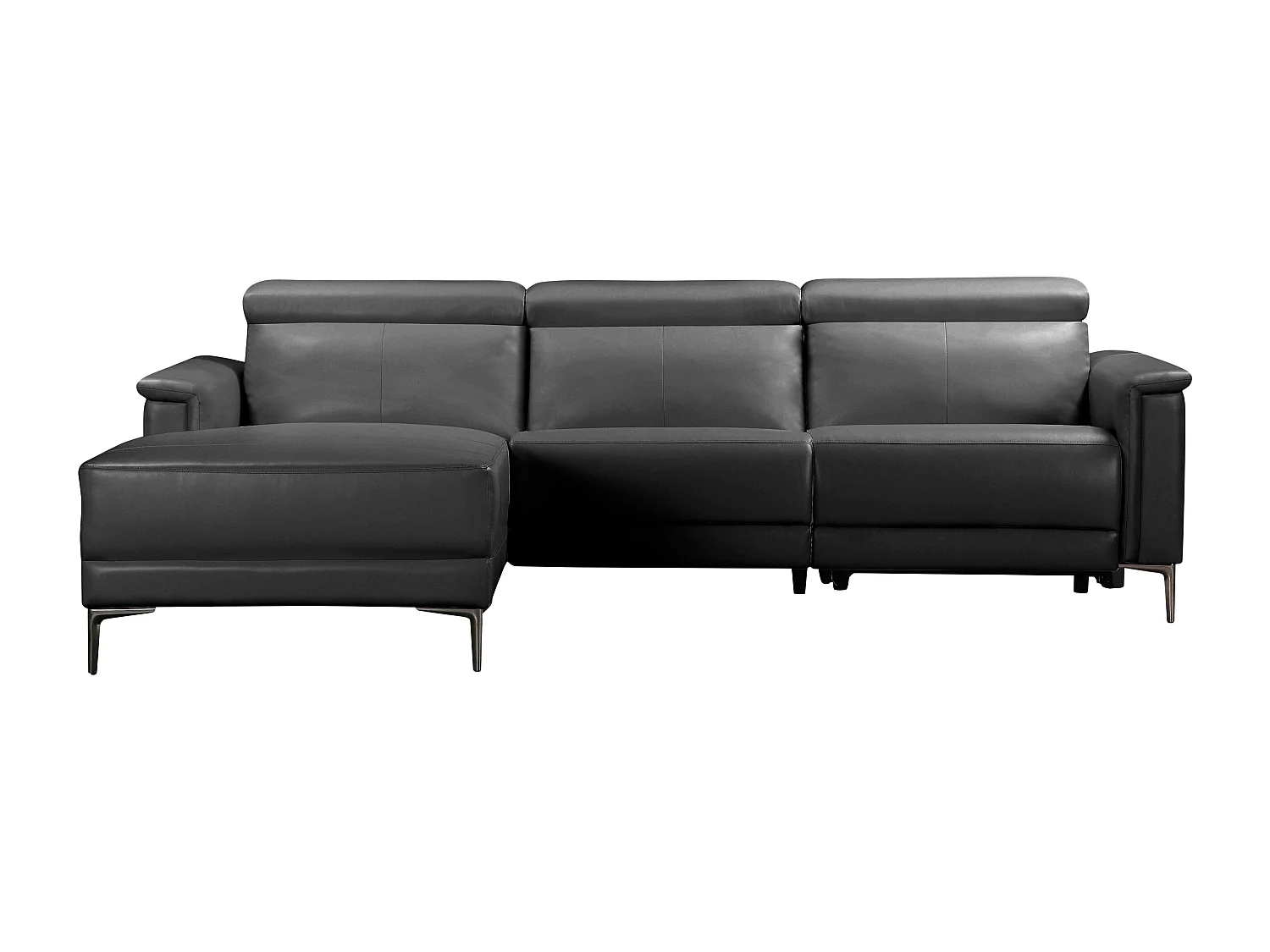 Lund | Canapé d’angle 3 places avec 1 fauteuil inclinable électrique en cuir artificiel noir