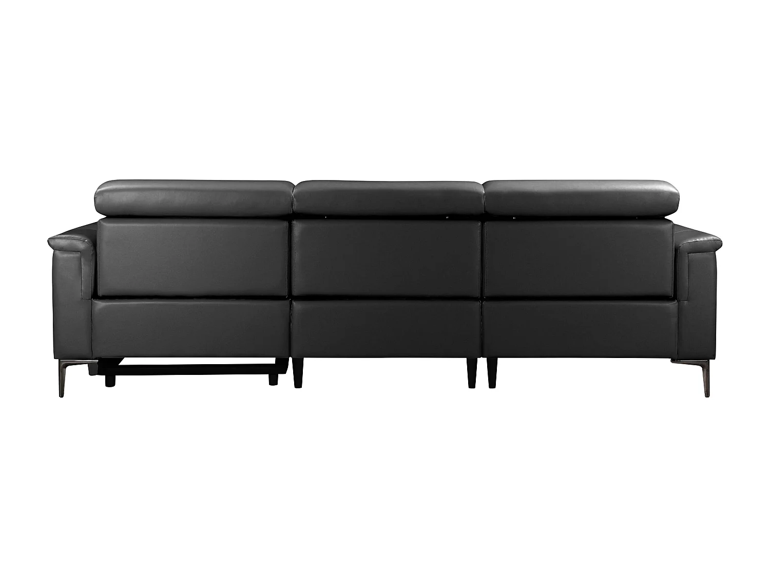 Lund | Canapé d’angle 3 places avec 1 fauteuil inclinable électrique en cuir artificiel noir