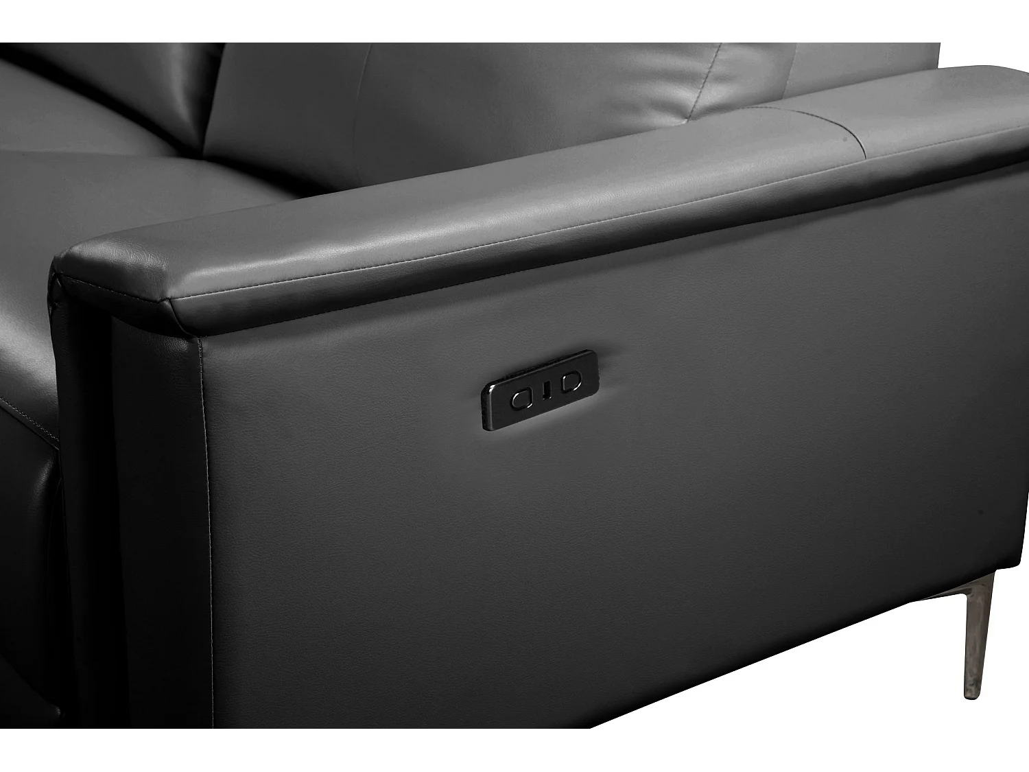 Lund | Canapé d’angle 3 places avec 1 fauteuil inclinable électrique en cuir artificiel noir
