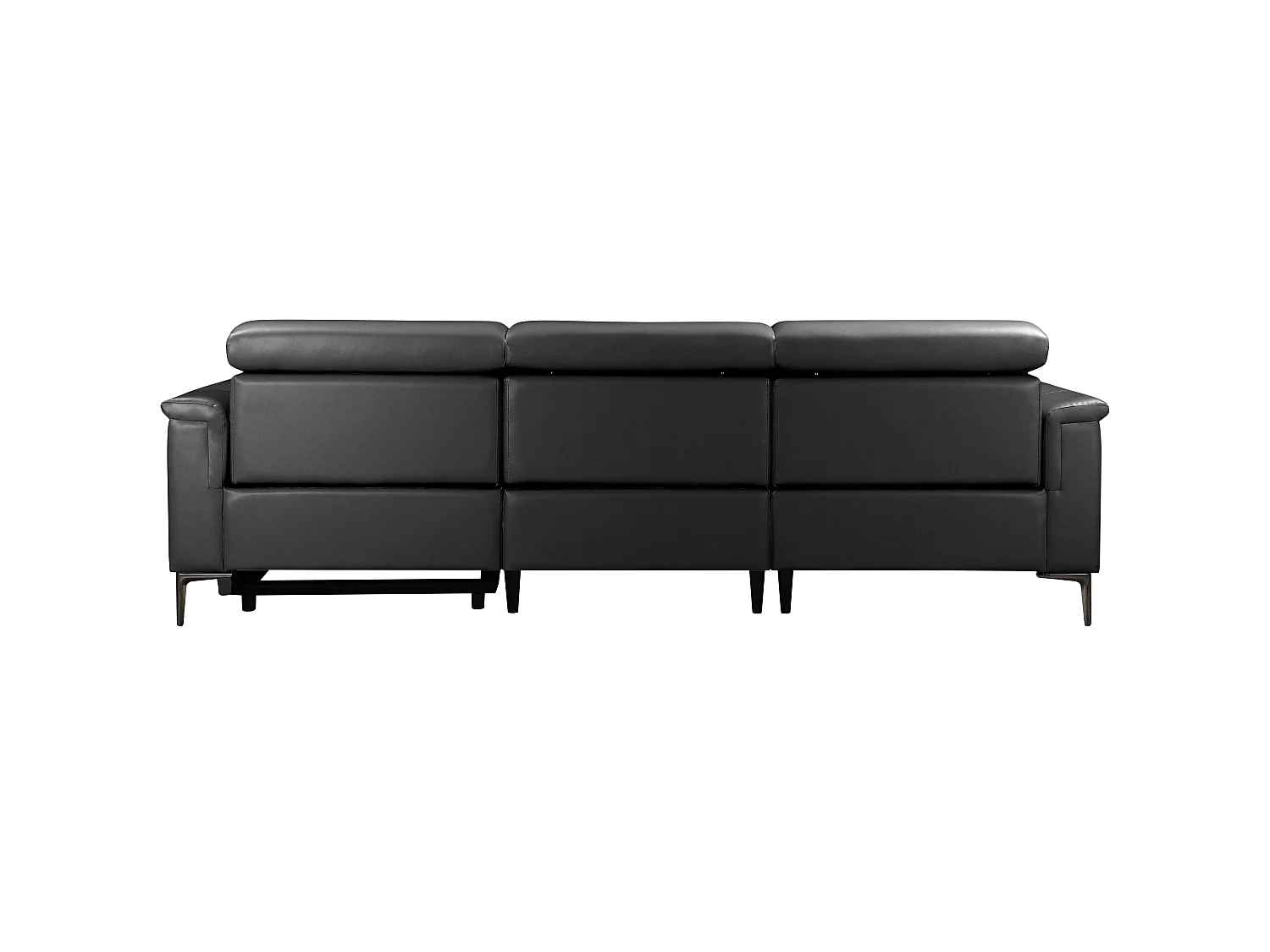 Canapé d'angle droit relax 3 places inclinable en cuir noir LUND