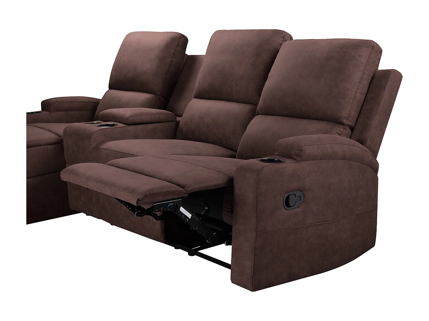 DALLAS | Canapé d’angle 3 places avec rangement en microfibre brun foncé