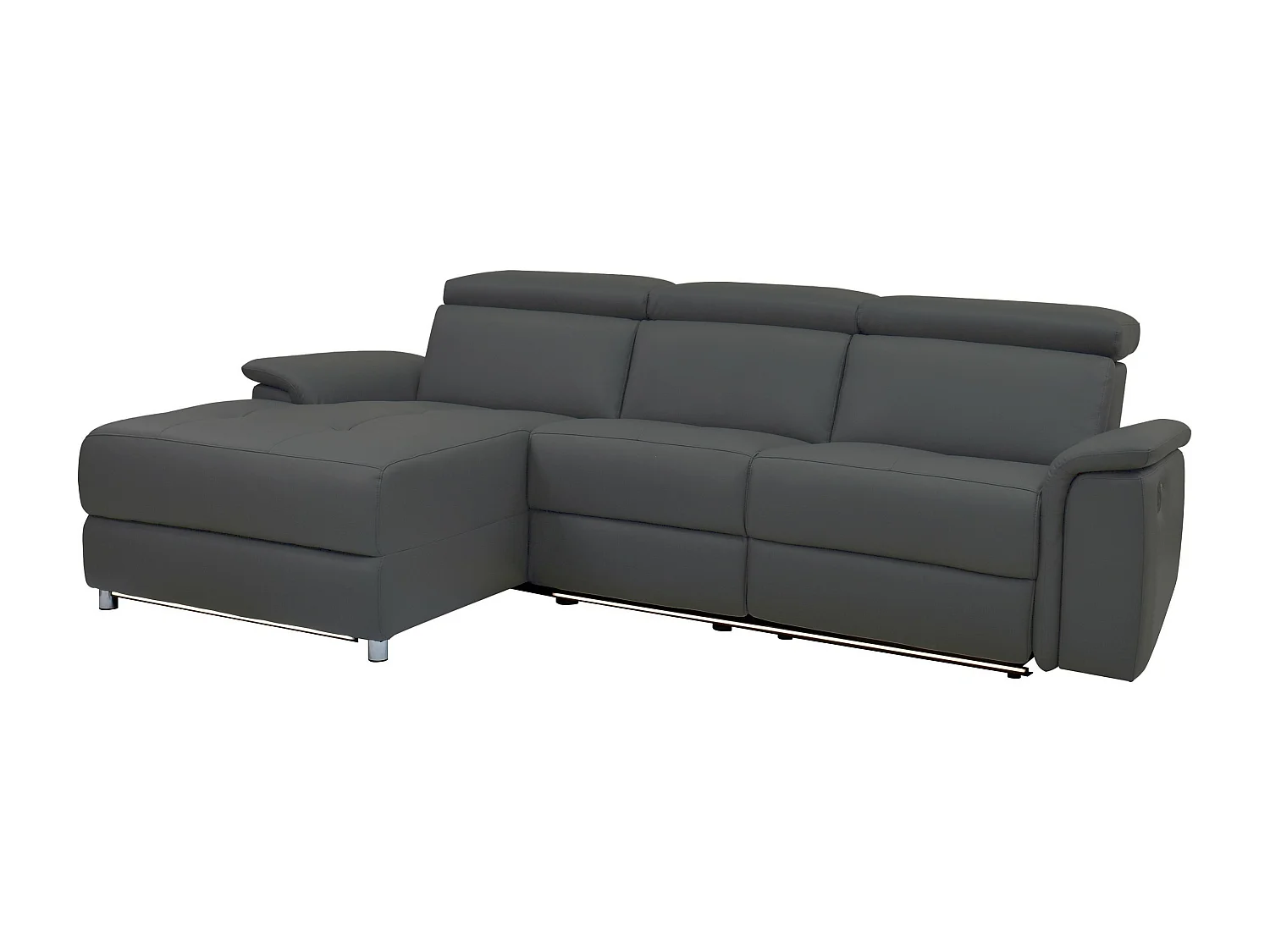 Pareli | Canapé d’angle 3 places avec fonction électrique en cuircuir artificiel gris