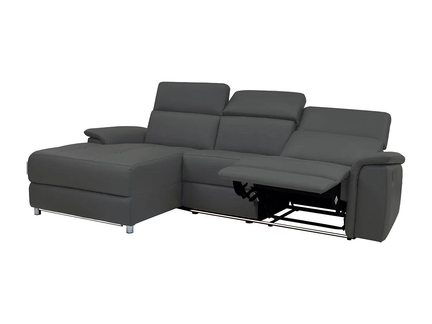 Pareli | Canapé d’angle 3 places avec fonction électrique en cuircuir artificiel gris
