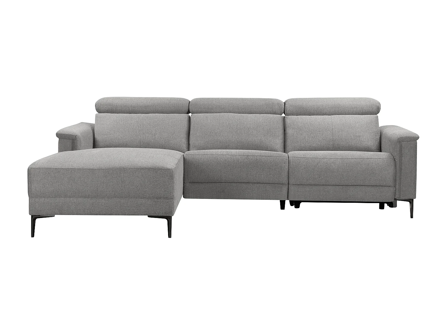 Lund | Canapé chaise lounge avec 1 fauteuil inclinable électrique en tissu gris clair