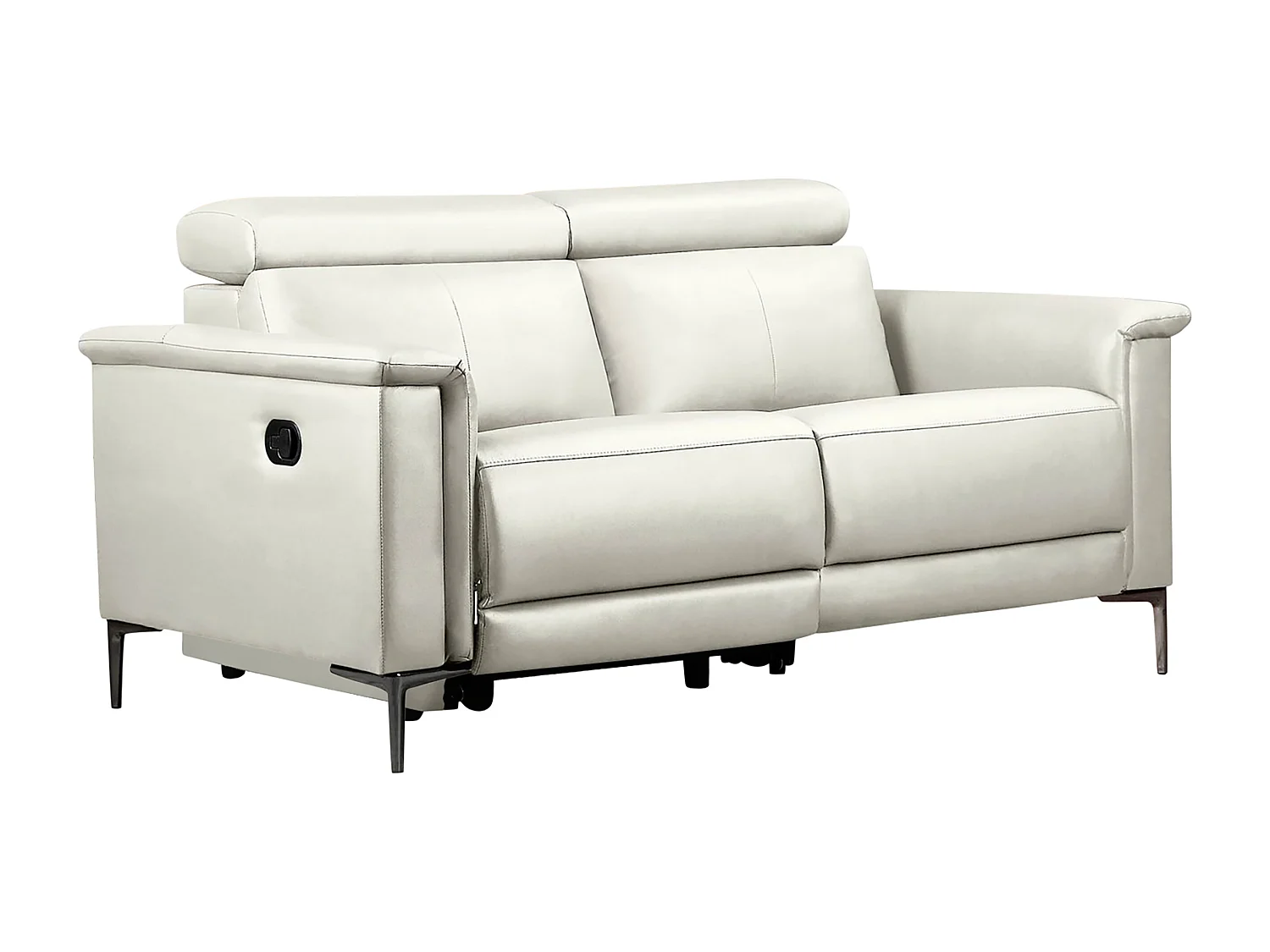 Lund | Canapé 2 places avec 1 fauteuil inclinable manuelleuel en cuir artificiel crème