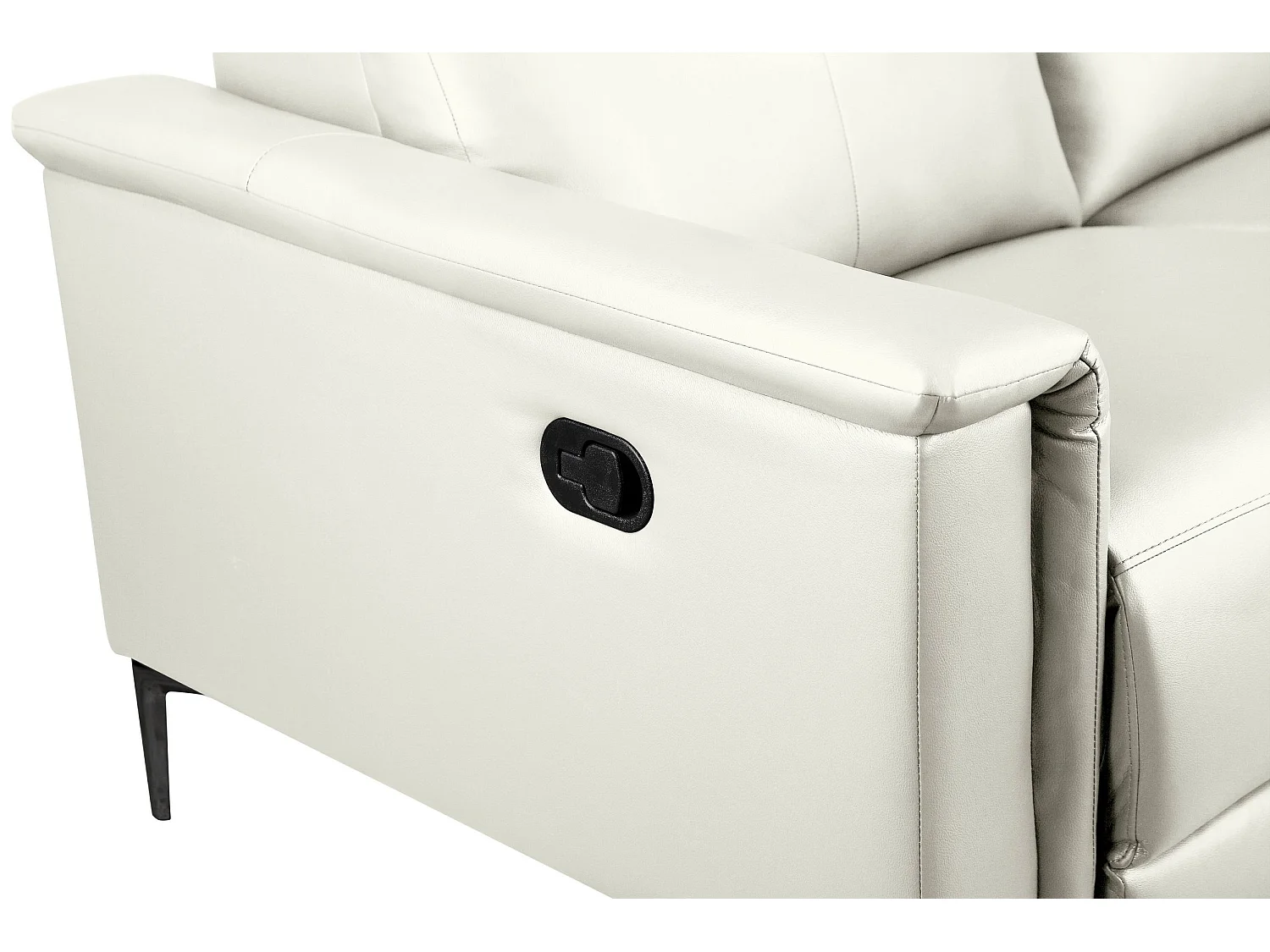 Lund | Canapé 2 places avec 1 fauteuil inclinable manuelleuel en cuir artificiel crème