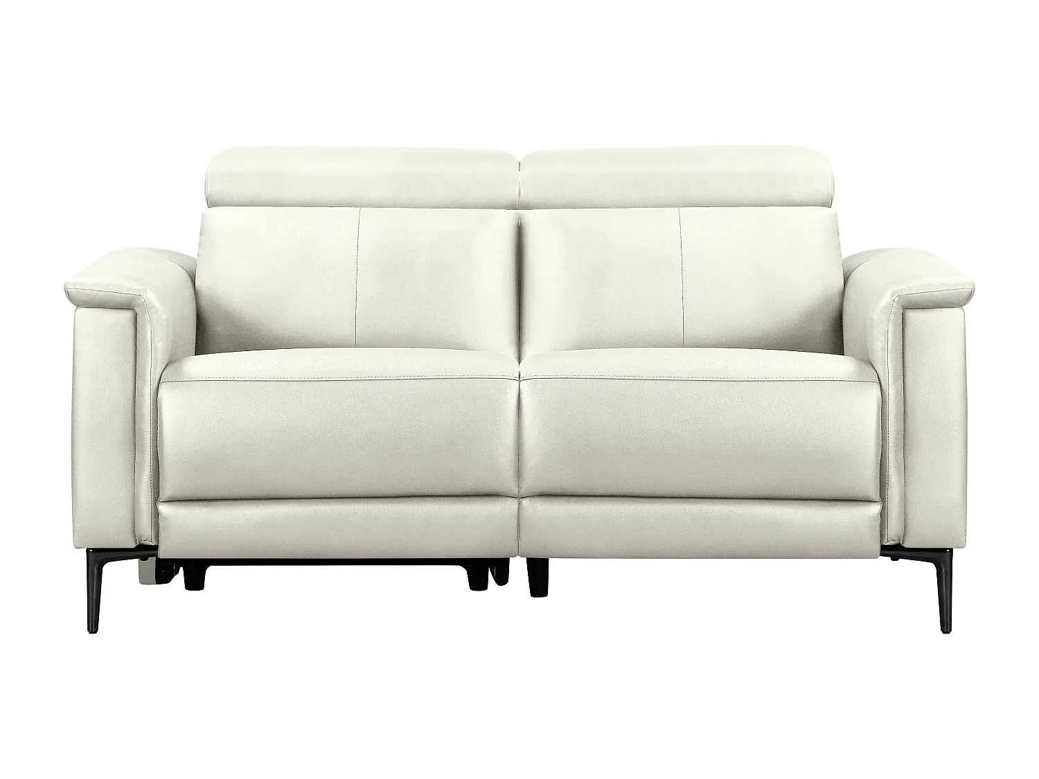 Lund | Canapé 2 places avec 1 fauteuil inclinable manuelleuel en cuir artificiel crème