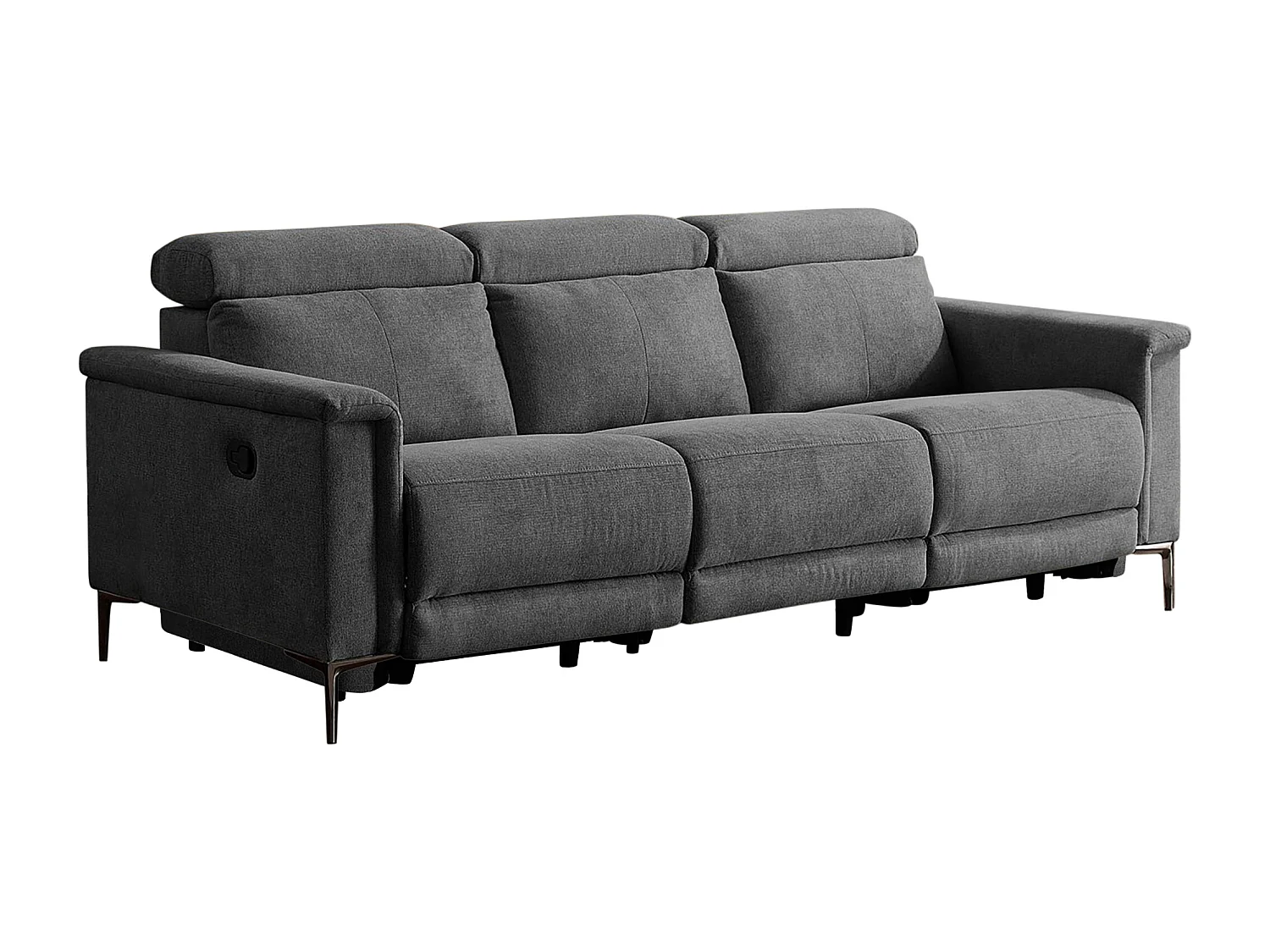 Lund | Canapé 3 places avec fauteuil inclinable 2 à palier en tissu anthracite