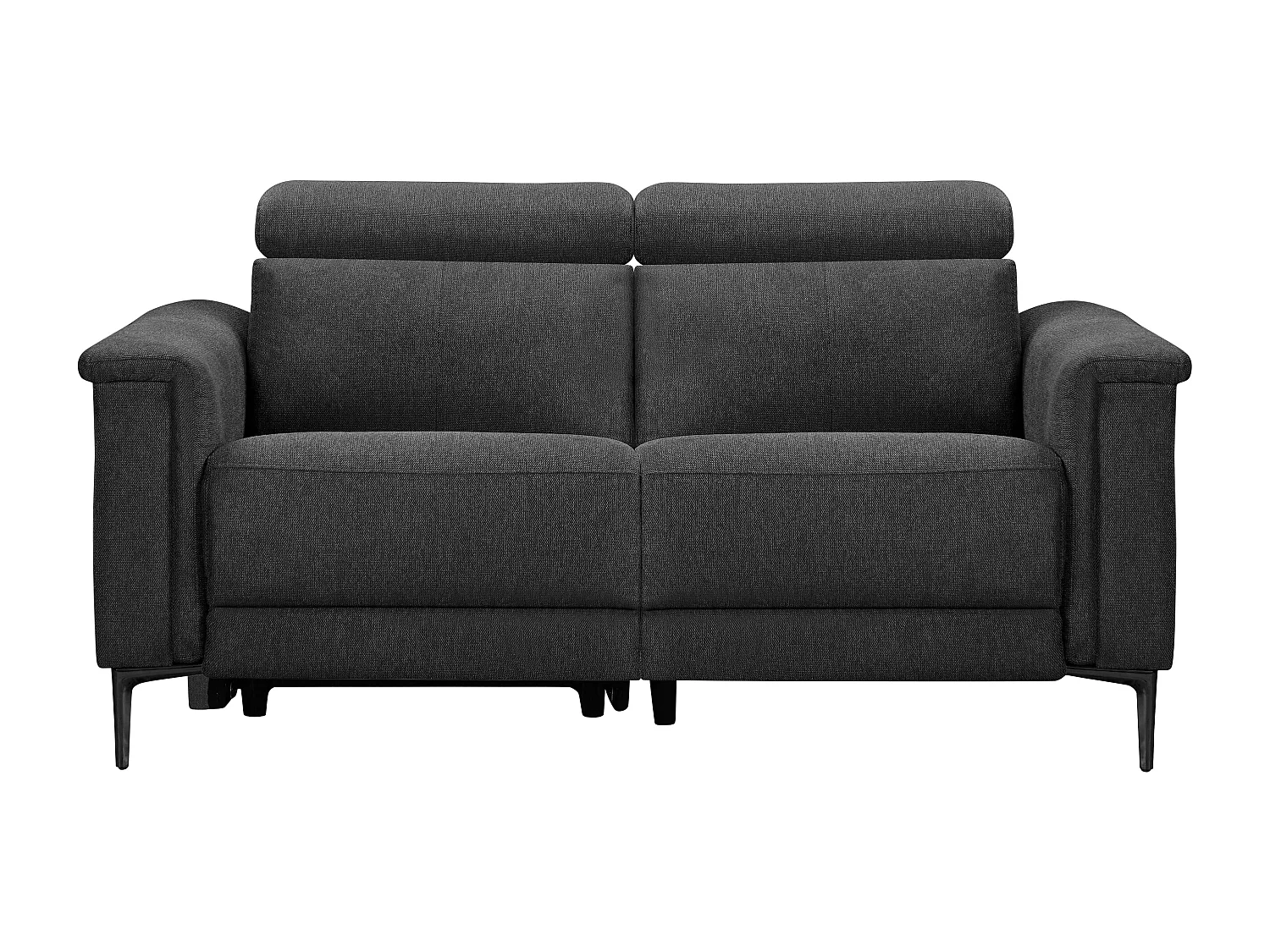 Lund | Canapé 2 places avec une fonction de fauteuil inclinable manuelleuel en gris tissu