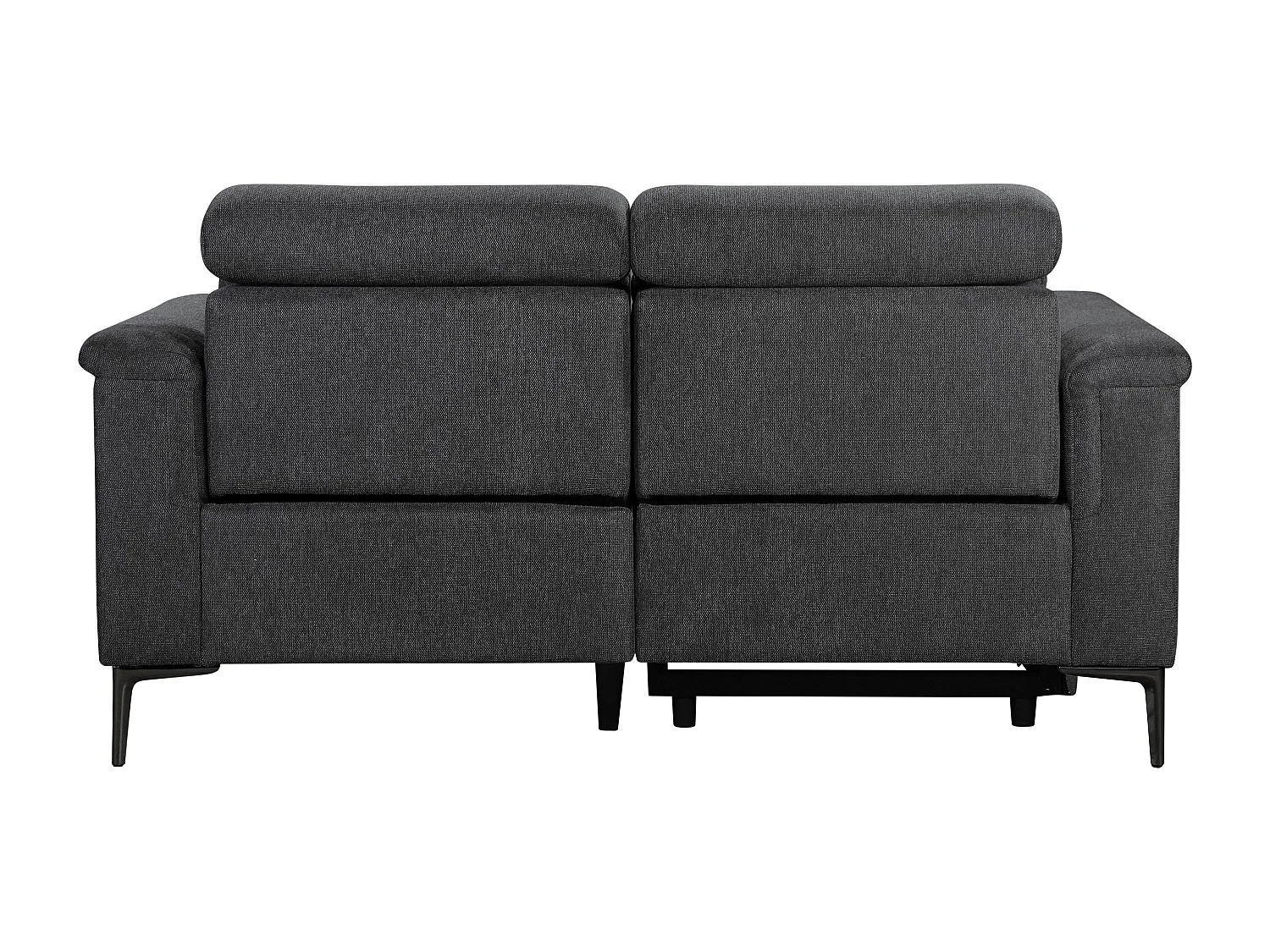 Lund | Canapé 2 places avec une fonction de fauteuil inclinable manuelleuel en gris tissu