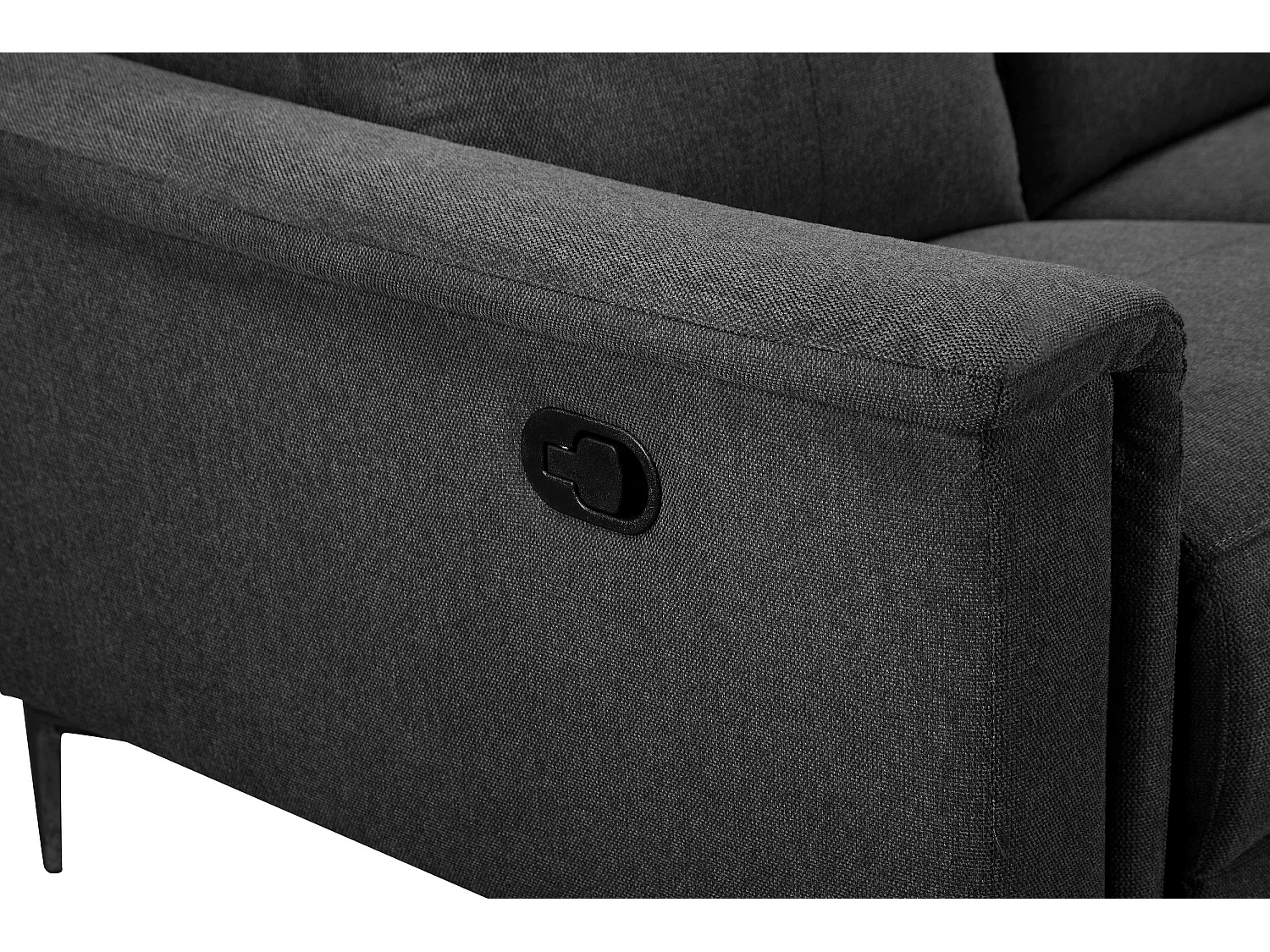 Lund | Canapé 2 places avec une fonction de fauteuil inclinable manuelleuel en gris tissu
